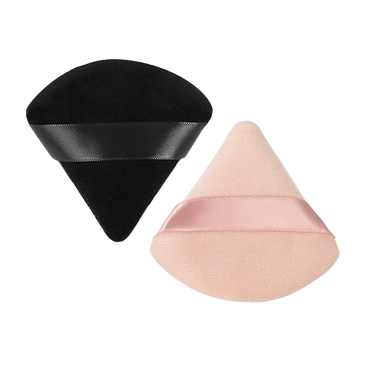 Premium Triangle Powder Puff - Soft Velour Makeup Sponge for Loose & Mineral Foundation, Setting Powder - Multicolor Pack of 2 - Ideal for Flawless Face & Body Makeup Application