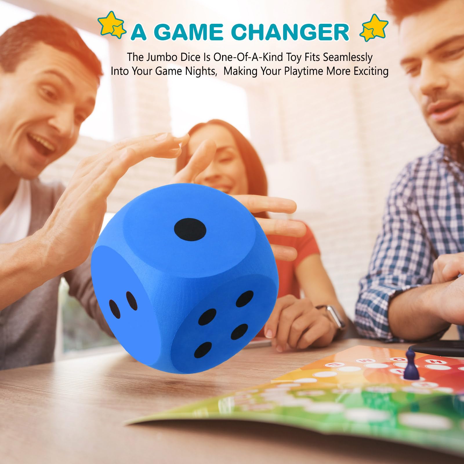 Shappy 6 Inch Soft Foam Dice - Giant Educational Toy for Game Nights & Learning Activities | Kawaii Style Jumbo Building Blocks | Safe Eva Foam Cube for Kids & Adults (Blue, 1 Piece) | Perfect for Family Game Nights, Classroom Activities & Party Decorations
