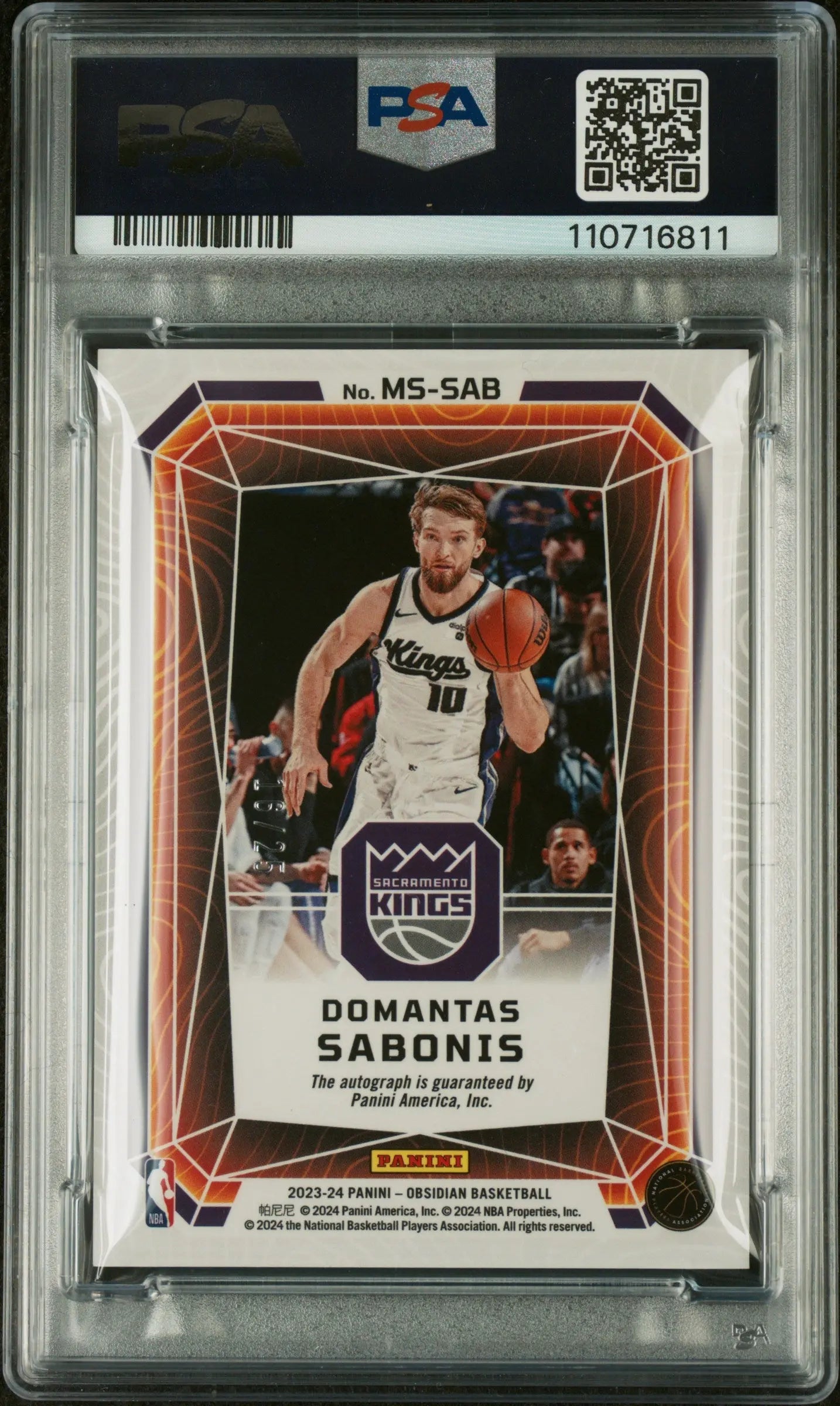 2023 Obsidian Magmatic Signatures Auto Domantas Sabonis EE Green PSA 9/25 - Rare Basketball Trading Card for Collectors & Investors - Perfect for NBA Memorabilia Displays & Sports Card Collections
