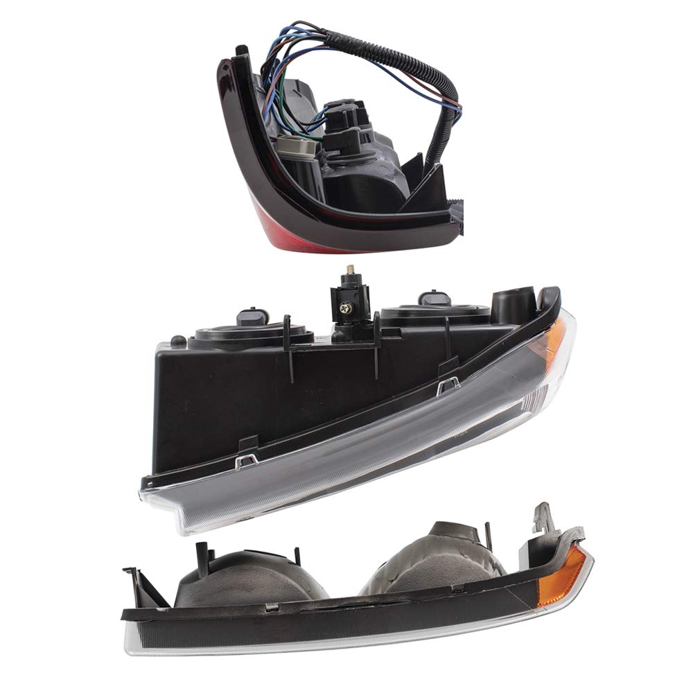 Brock Replacement 6-Piece Headlight & Taillight Kit with Parking Signal Lamps - Compatible with Various Car Models for Enhanced Night Driving Safety