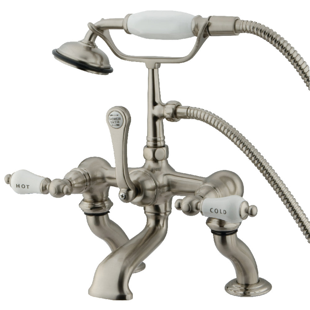Kingston Brass CC414T1 Vintage 7-Inch Deck Mount Bathtub Faucet with Hand Shower - Classic Style for Bathroom Renovation & Spa Experience