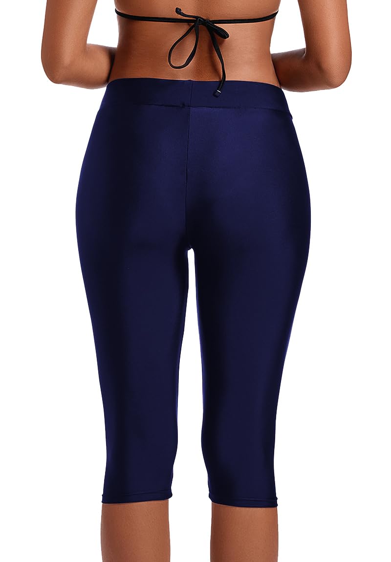 Akaeys Women's Quick-Dry Swim Shorts Leggings - UPF 50+ Sun Protection Rash Guard Pants for Swimming, Surfing & Beach Sports - Comfortable Athletic Swim Tights & Tankini Bottom for Pool, Yoga & Water Aerobics