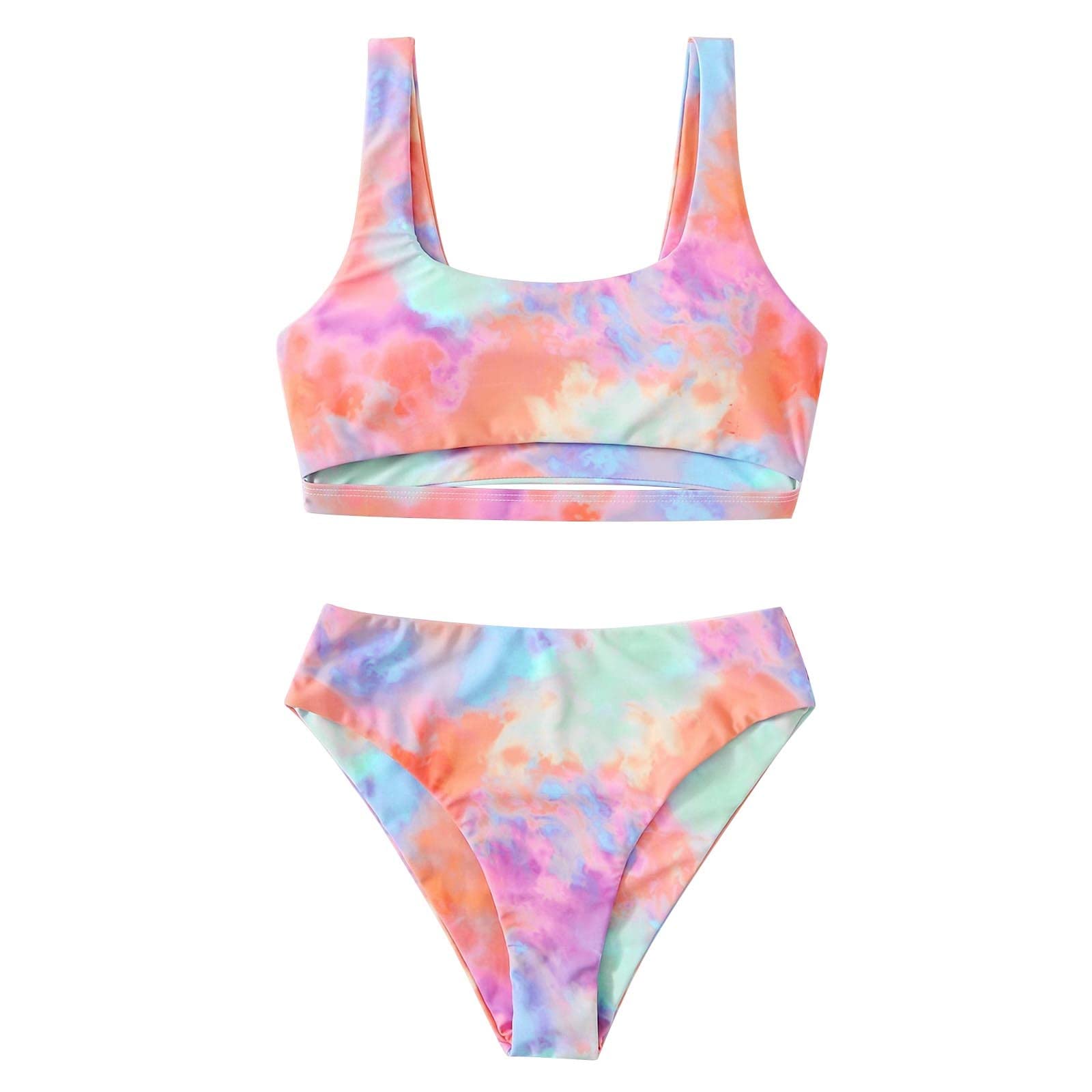 Sexy Printed Split Women's Bikini Swimsuit - Tight Green Beach Swimwear with Shorts for Summer Vacation & Pool Party
