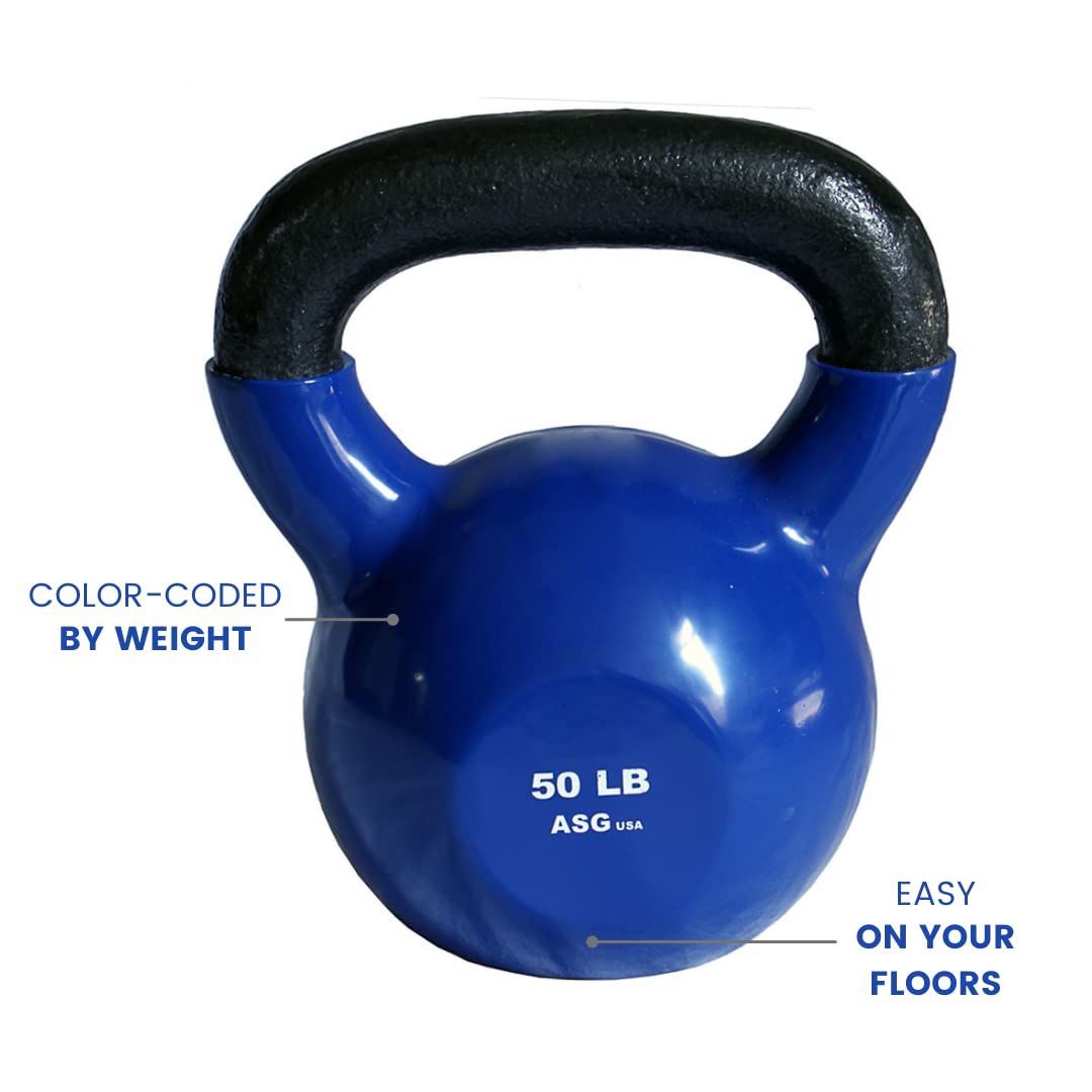 Ader Vinyl Kettlebell Set - 50 LB (Set of 2) - Durable Home Gym Equipment for Strength Training & CrossFit Workouts