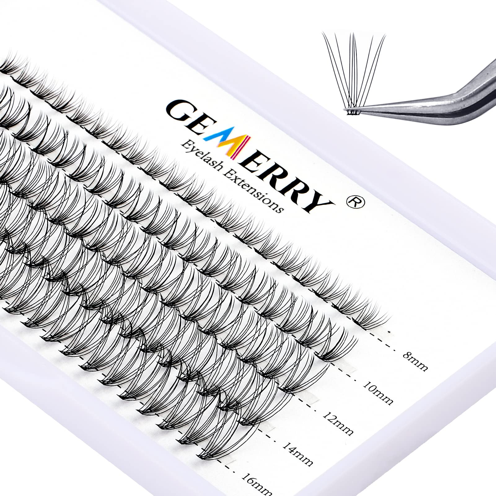 GEMERRY Individual Cluster Lashes - 10 Roots, C Curl, 0.07mm, 8-14mm Mixed Length, Black Mink Eyelash Extensions for DIY & Professional Use - Perfect for Weddings, Parties & Everyday Glam