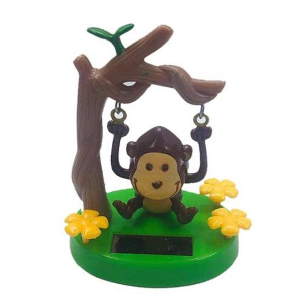 Solar Powered Monkey Bobbing Car Decoration - Fun Swinging Animal Ornament for Vehicles, Office & Desk - Eco-Friendly Solar Toy Gift for Car Lovers & Animal Fans - Perfect for Road Trips, Commuting & Workspace Decor