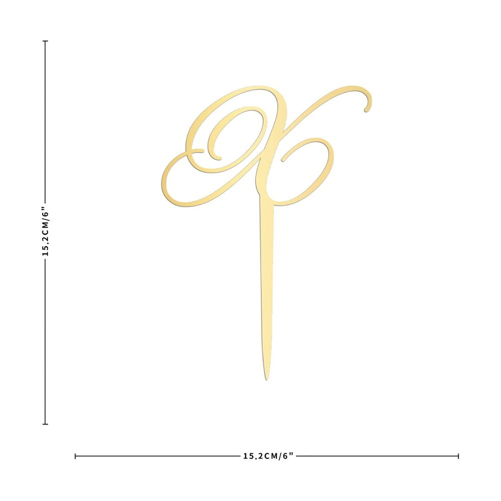Personalized Initial Letter X Acrylic Cake Topper - Gold Monogram Cake Decor for Birthday, Wedding, Anniversary & Engagement - Mirror Finish Cake Picks & Bunting for Party Dessert Decoration