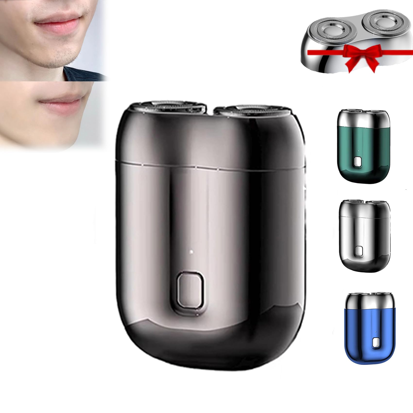 Jacooba Electric Razor for Men - Mini Dual Head Rechargeable Waterproof Shaver with Washable Design - Portable Travel & Gym Shaver (Grey) - Perfect for Home, Office & On-the-Go Grooming