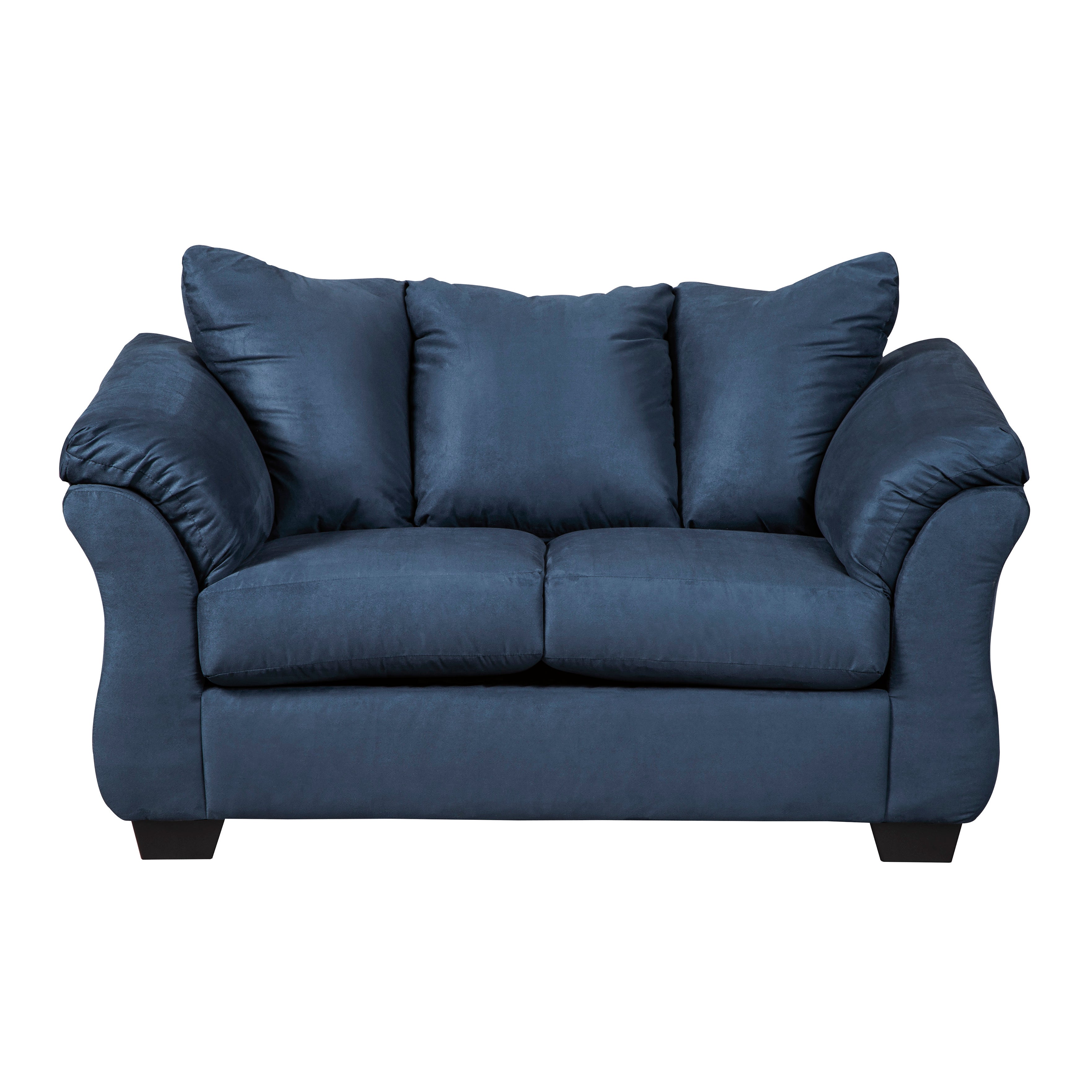 Aruca Sensations Navy Blue Microfiber Pillow Back Loveseat - Comfortable Small Sofa for Living Room, Bedroom & Apartment