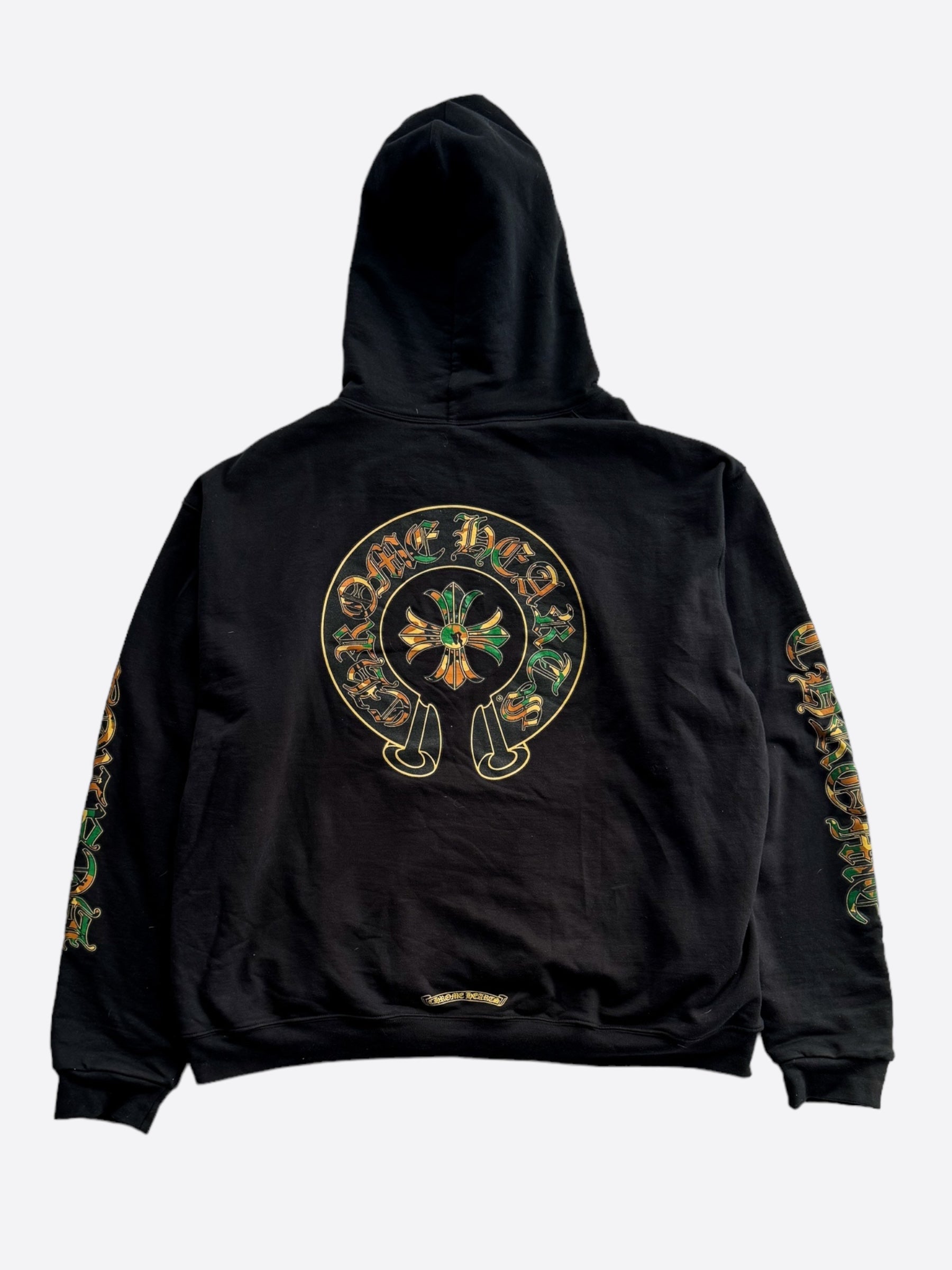 Chrome Hearts Black & Camo Cross Horseshoe Logo Zip Up Hoodie for Men - Stylish Streetwear Pullover for Casual Outfits & Urban Fashion