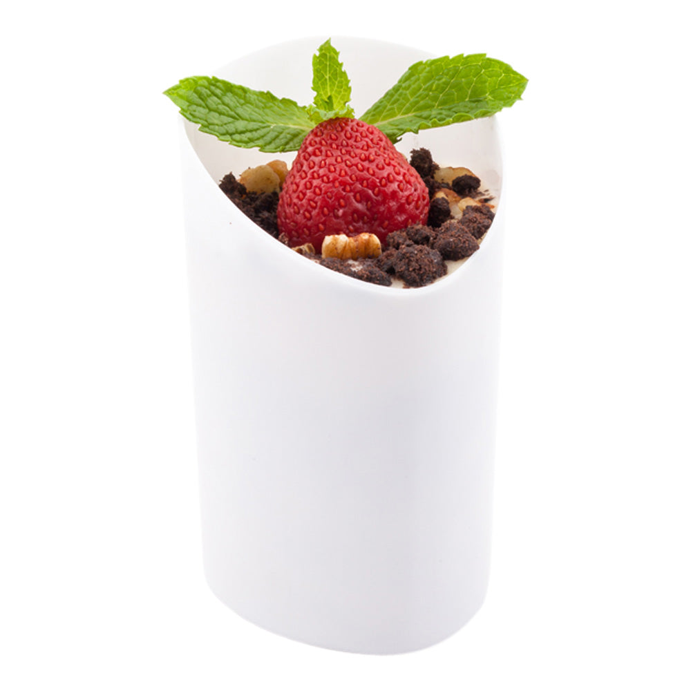 100-Pack 3 oz White Plastic Triangle Shot Glasses with 100 Silver Mini Plastic Spoons - Perfect for Parties, Bars, and Cocktail Events