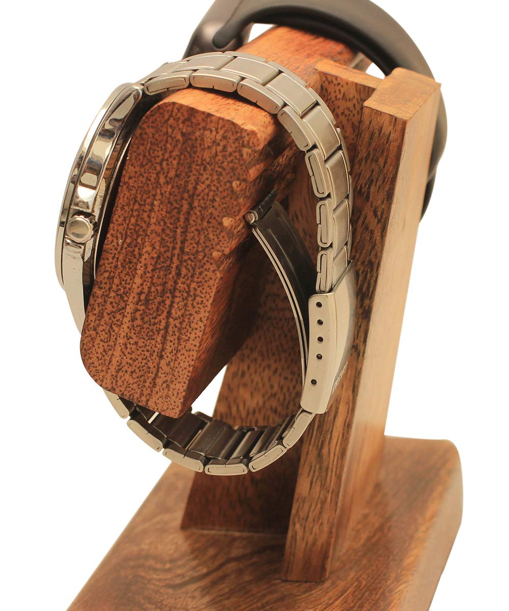 2 in 1 Watch Stand for Men & Women - Premium Watch Display Stand Organizer Fits All Watches - Perfect Gift for Mom, Dad, Grandparents - Elegant Watch Holder for Dresser, Nightstand or Office Desk
