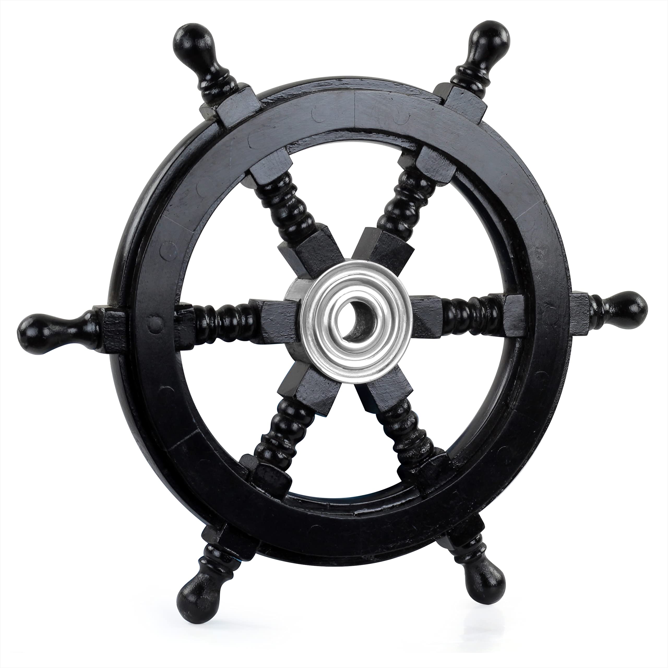 Nautical Themed Hand-Painted Ship Wheel Wall Decor - Vintage Coastal Home Decor for Living Room, Bedroom, or Beach House