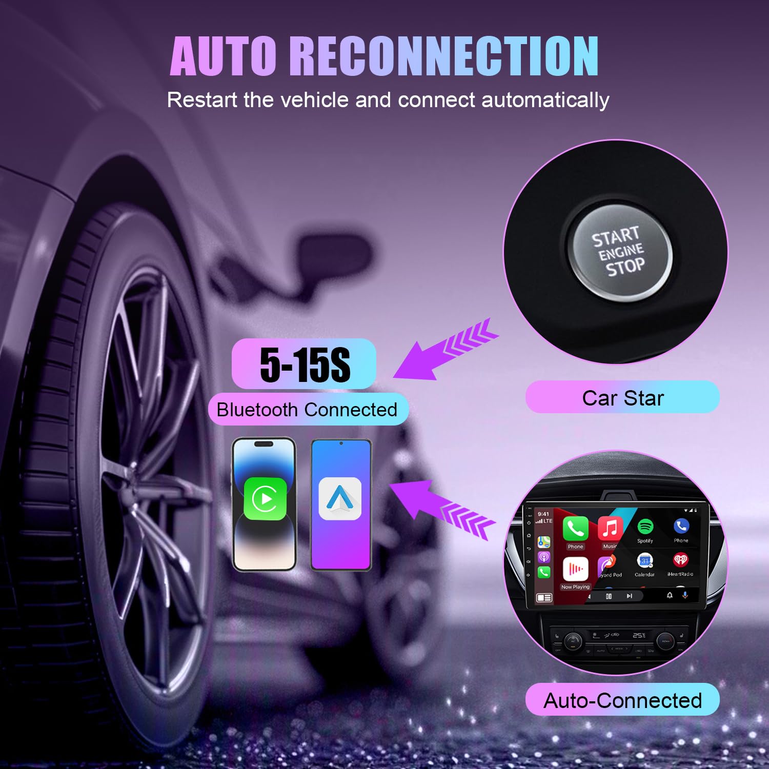2 in 1 Wireless CarPlay & Android Auto Adapter - Convert Wired to Wireless for iPhone iOS 10+/Android 11+ - Compatible with OEM Cars 2016+ (Silver Gray) - Perfect for Hands-Free Driving & Seamless Music Streaming