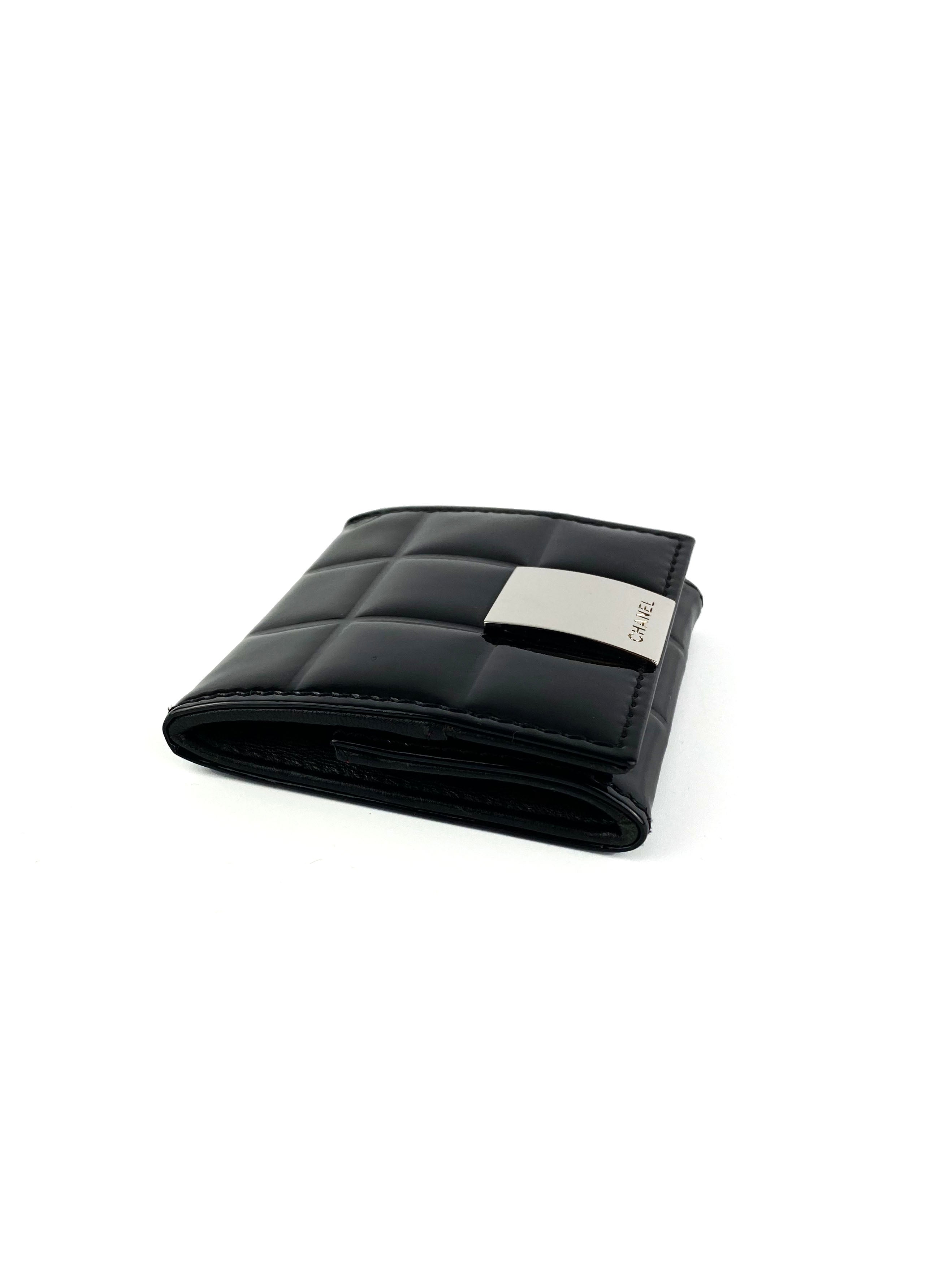 Chanel Black Patent Leather Coin Purse & Card Holder - Luxury Compact Wallet for Women, Perfect for Everyday Use, Travel, and Gift Giving