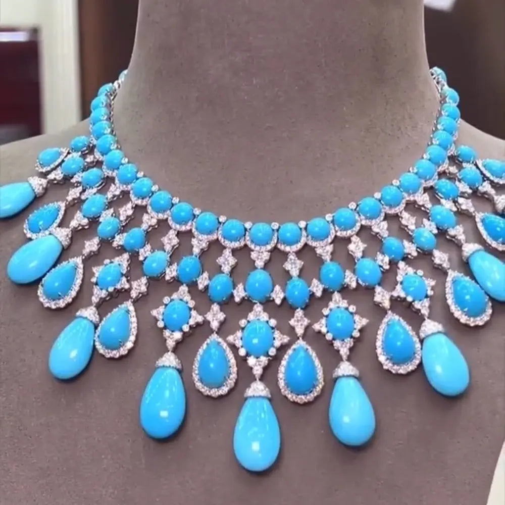 Flowing Gems Jewelry Set - Elegant Necklace & Earrings for Women | Perfect for Parties, Weddings & Special Occasions