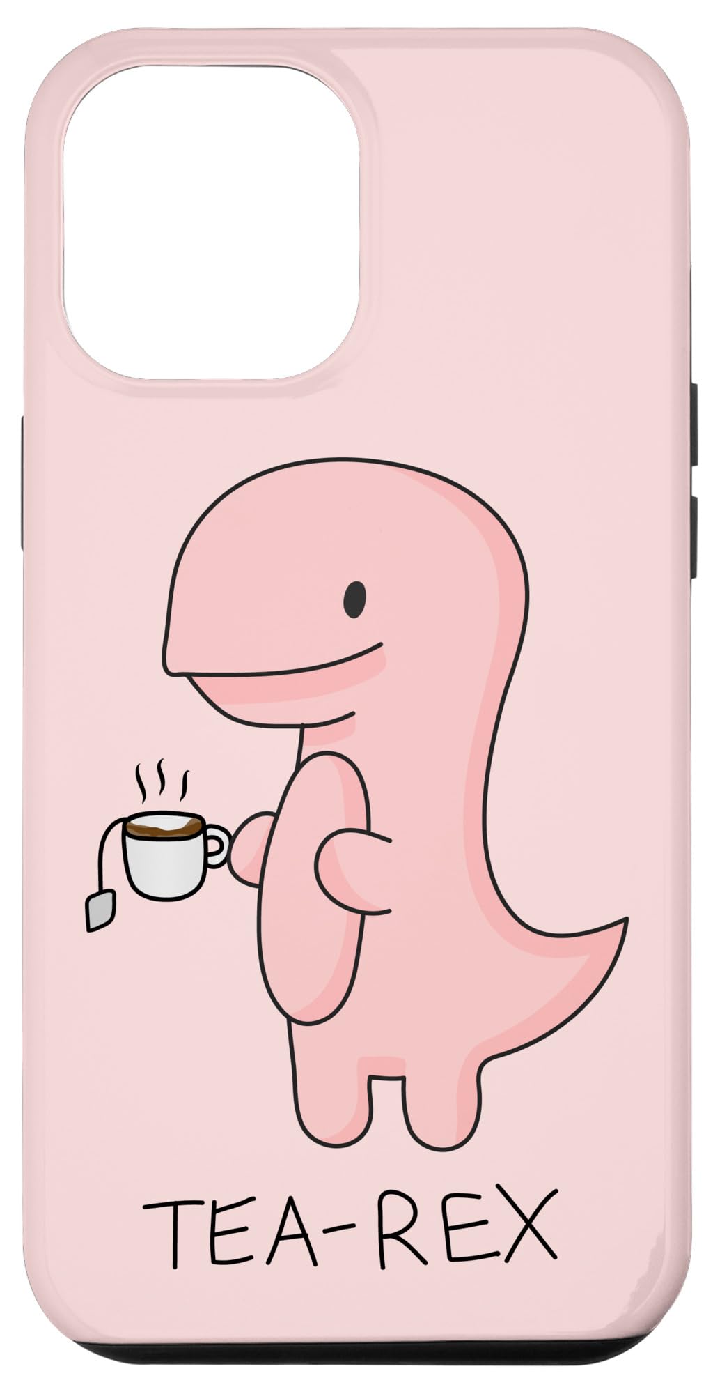 iPhone 12 Pro Max Tea Rex Dinosaur Cartoon Funny Pale Pink Phone Case - Perfect for Daily Use, Gifts, and Dino Lovers