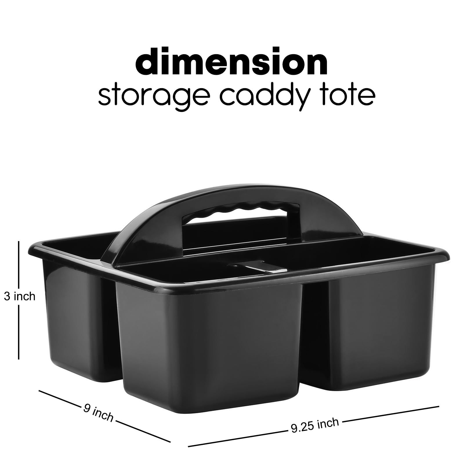 ALINK Plastic Classroom Caddy Organizer with Handle - 6-Pack 3-Compartment Teacher Supply Storage for Desk, Table & Office Organization - Perfect for Classroom Supplies, Kids' Craft Art & School Stationery - Black