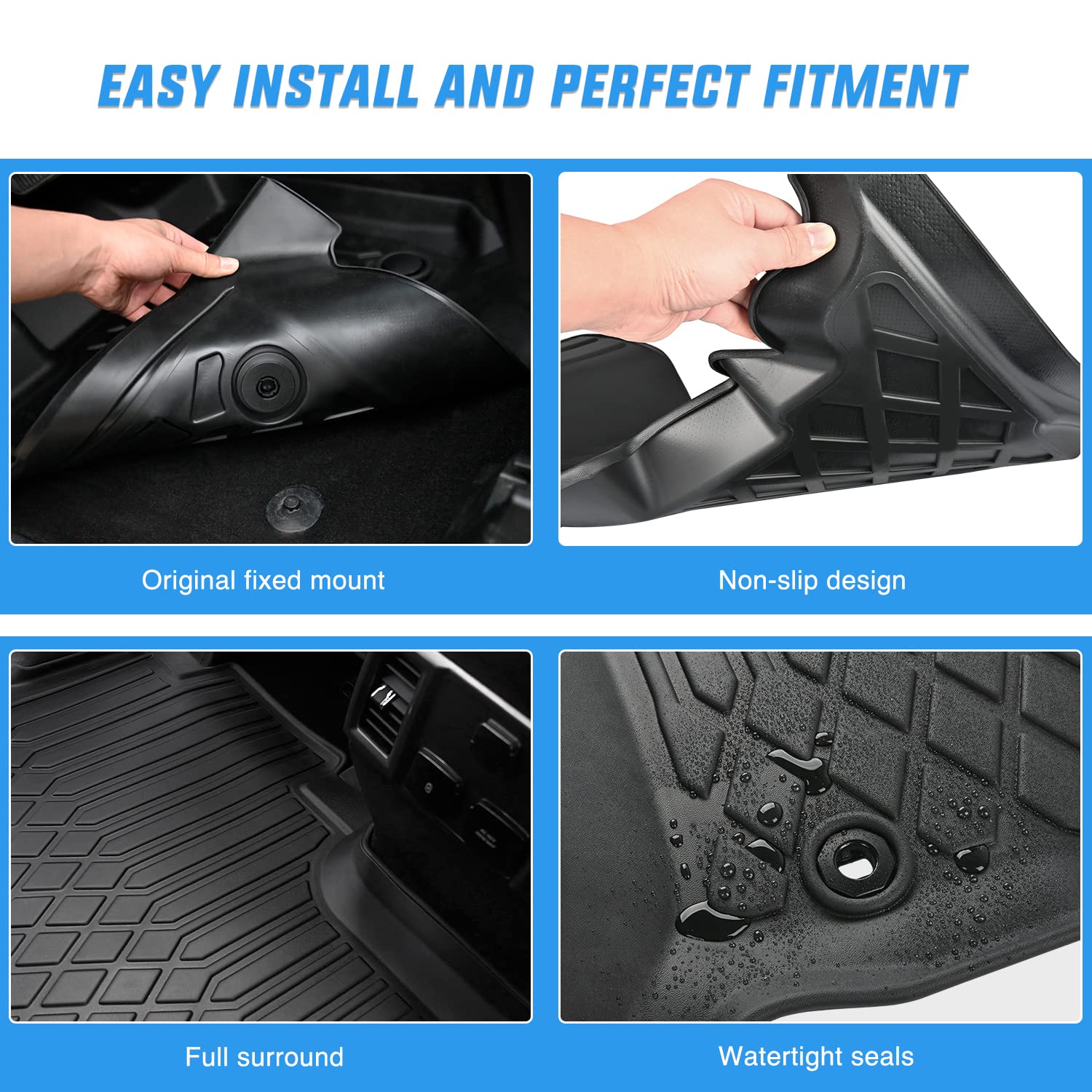 Nilight TPE All-Weather Floor Mats for Ford Bronco Sport 4-Door 2021-2025 | Custom Fit Heavy Duty Floor Liners | Perfect for Off-Roading, Camping & Daily Driving Protection