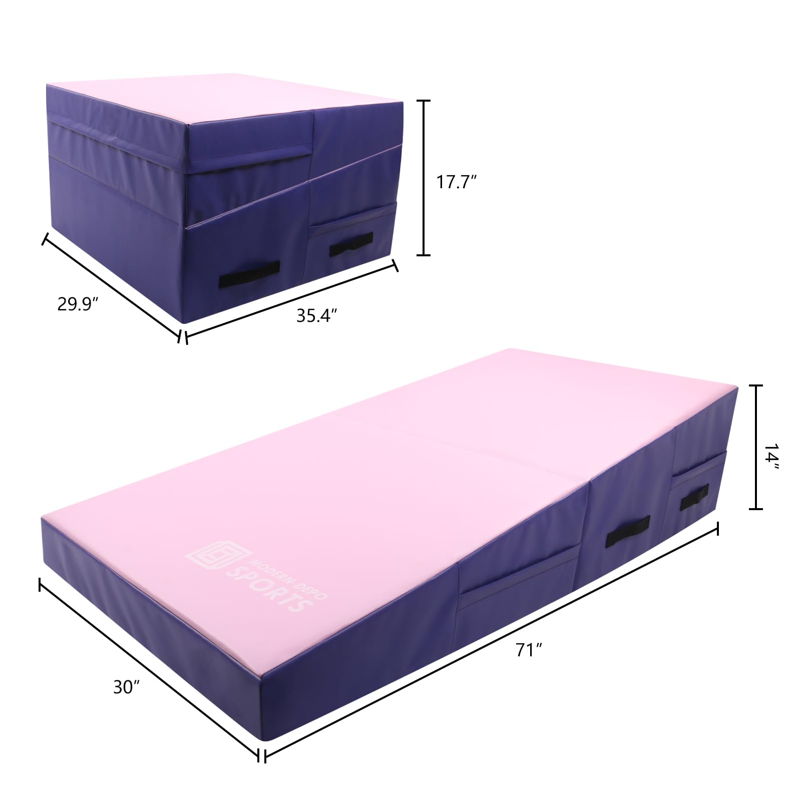 Folding Gymnastics Wedge Mats for Home Use - Waterproof PVC Cover & EPE Foam | Ideal for Exercise, Tumbling, Yoga, Pilates | Perfect for Home Gym, Kids Playroom & Fitness Training