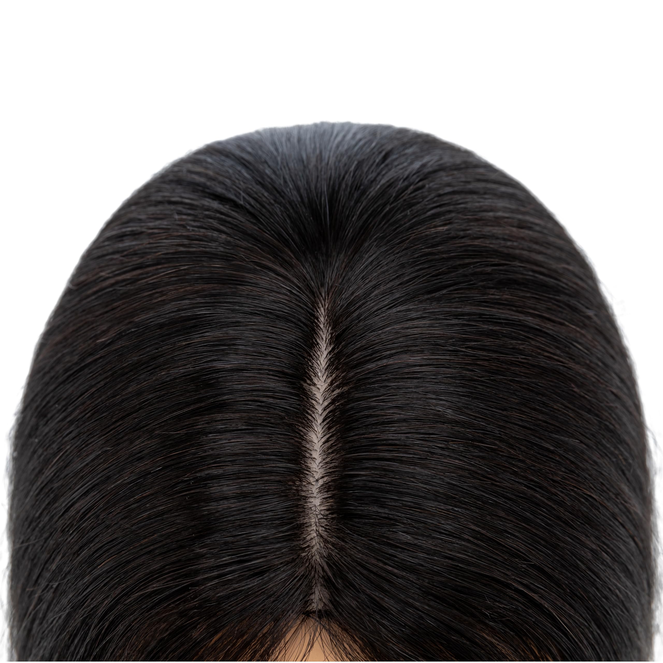 100% Human Hair Toppers for Women - Remy Clip-In Hair Topper with Silk Base for Thinning Hair | 14 Inch #1B Natural Black | Perfect for Daily Wear, Special Occasions & Hair Loss Solutions