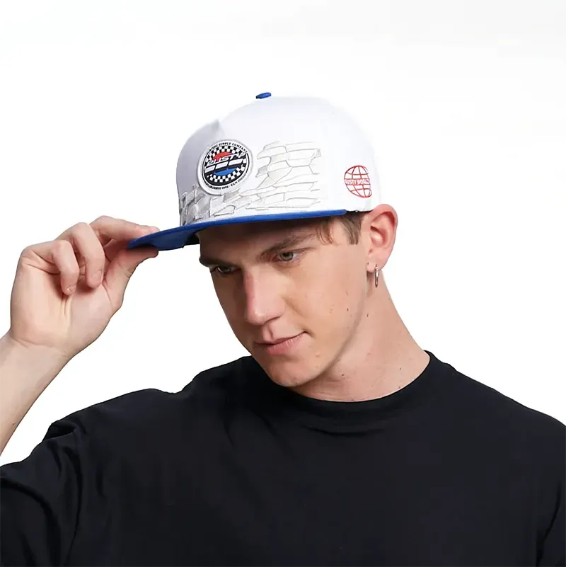Rusty Joshua Racer Cap - Blue & White Snapback Baseball Hat for Men & Women | Casual Streetwear, Sports, Outdoor Activities
