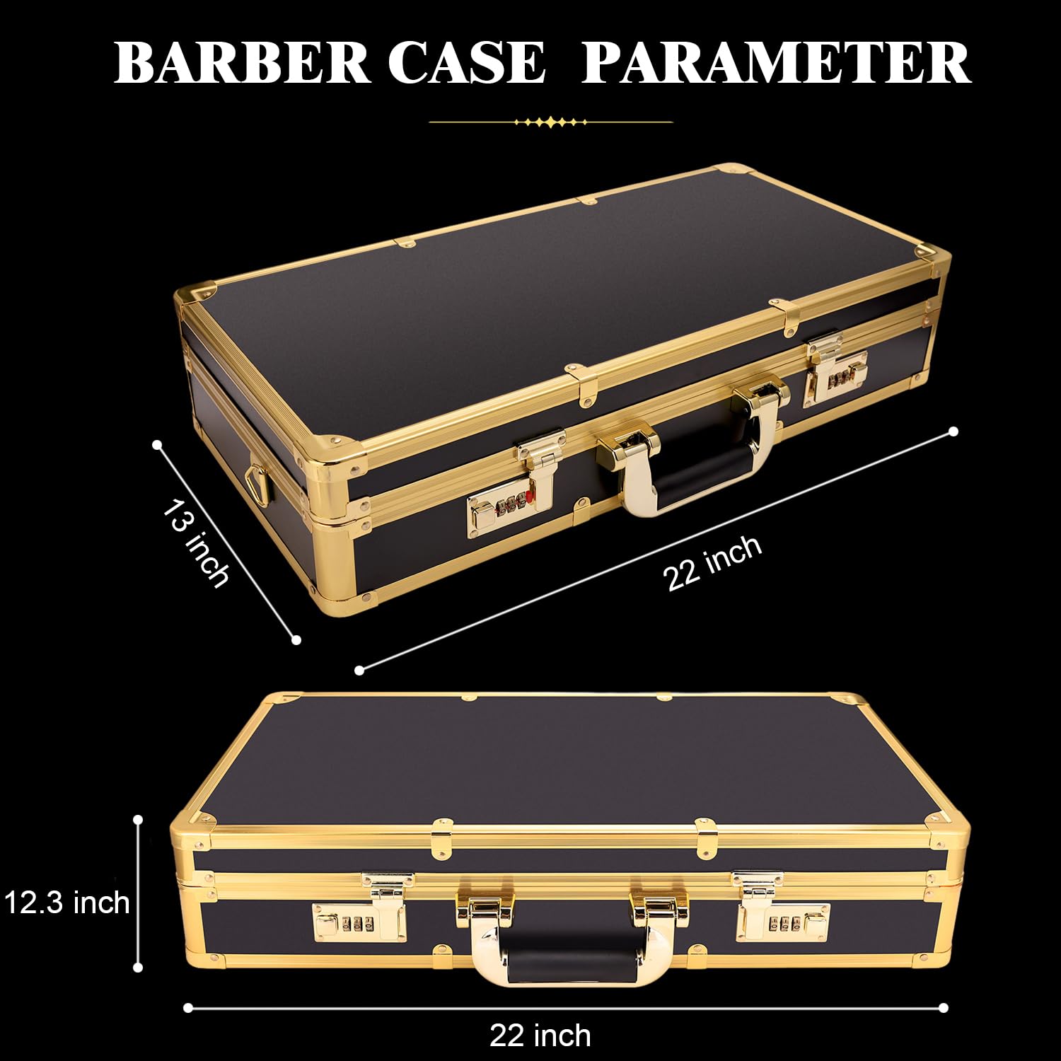 GYKLE Professional Barber Case for Clippers & Tools - Portable Hairdressing Storage Organizer with Handle & Secure Numlock - Travel-Friendly Gold Barber Supply Case for Salon, Home & On-the-Go Stylists