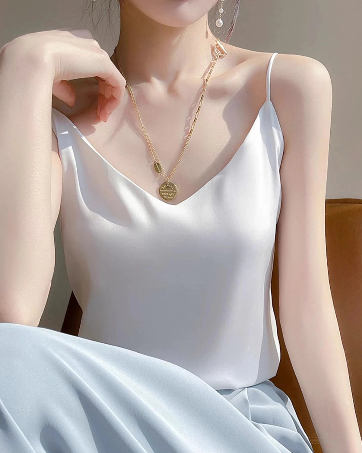 Luxury Spaghetti Strap Silk Camisole for Women - Soft Satin Nightgown & Loungewear - Perfect for Sleepwear, Date Nights & Summer Outfits