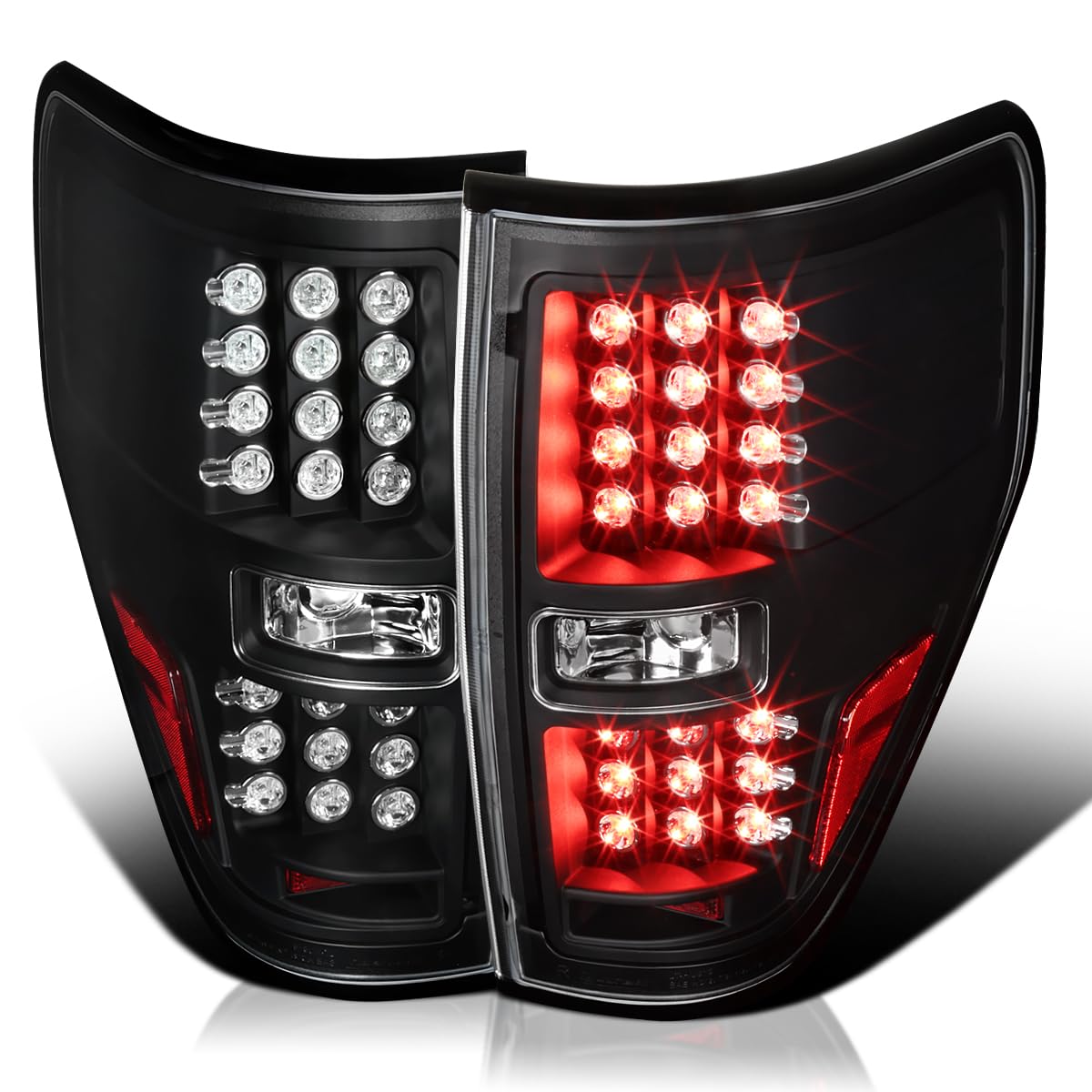 Spec-D Tuning Black Housing Clear Lens LED Tail Lights for 2009-2014 Ford F-150 - Left & Right Pair Assembly - Enhanced Visibility & Style for Night Driving & Custom Truck Builds