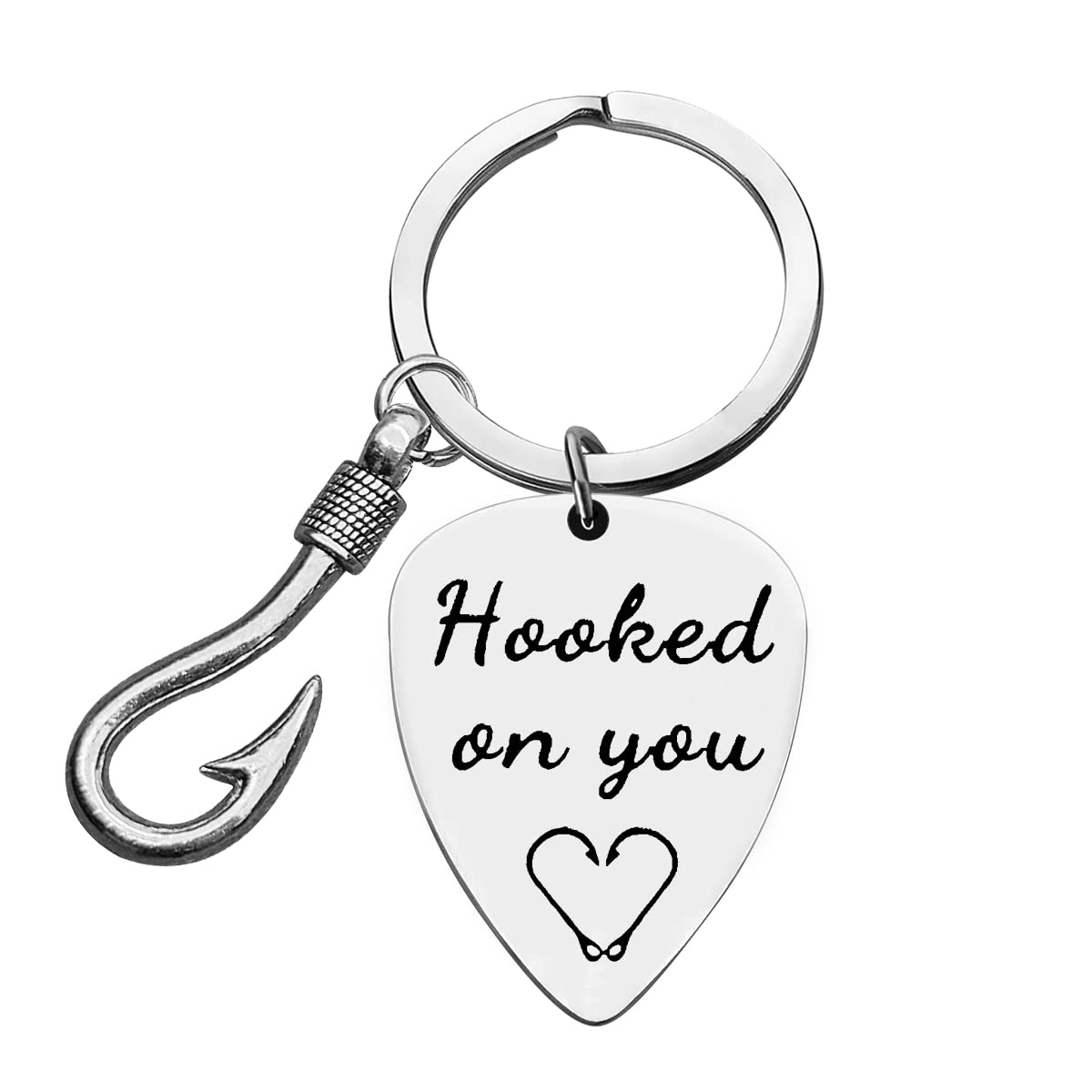 Hooked On You Keychain - Romantic Gifts for Boyfriend, Fiance, Husband - Christmas, Birthday, Valentine's Day, Anniversary, Father's Day Presents - Perfect for Couples, Long Distance Relationships & Special Occasions