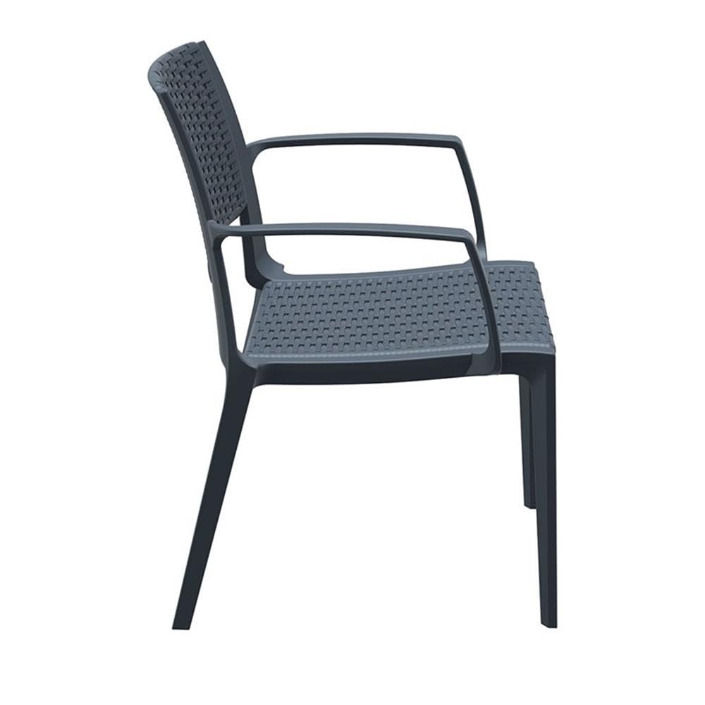 Dark Gray Compamia Capri Patio Dining Arm Chairs (Set of 2) - Weather-Resistant Outdoor Furniture for Garden, Poolside, and Backyard Relaxation