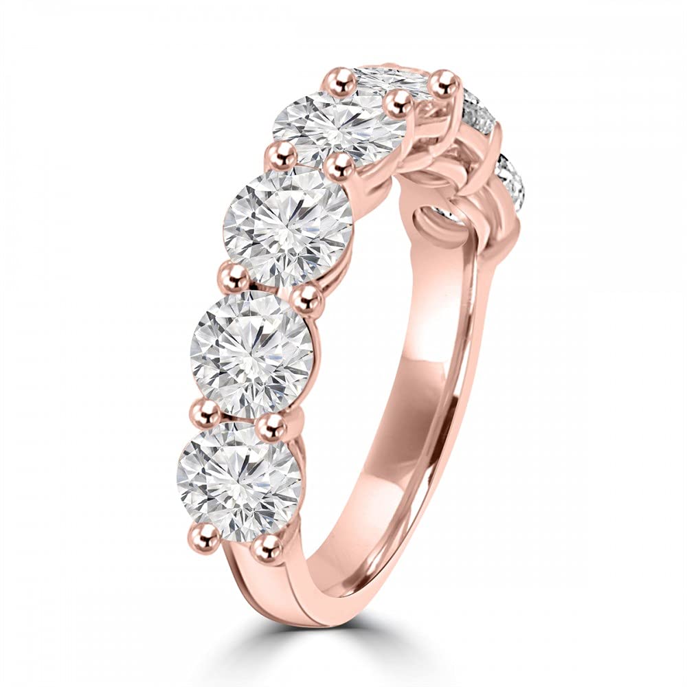 2.10 Carat Round Cut Diamond Wedding Band Ring for Women in 14K Rose Gold - Elegant Bridal Jewelry for Engagement, Anniversary & Special Occasions