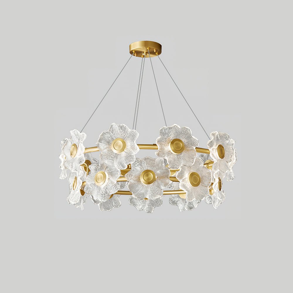 Elegant Flora Glass Chandelier - Modern Crystal Ceiling Light Fixture for Dining Room, Living Room & Bedroom Decor