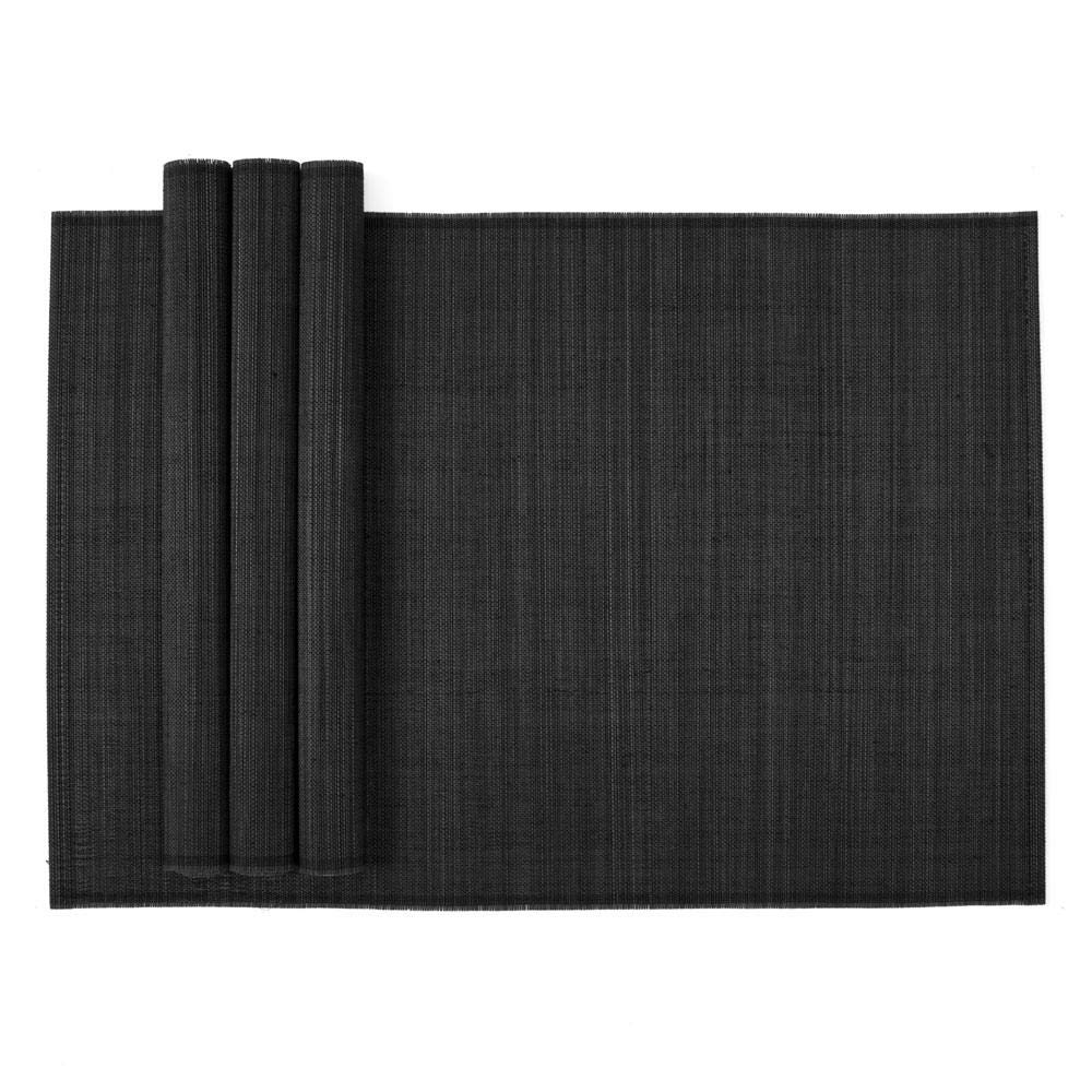 Premium Black Bamboo Roll-Up Placemats Set of 24 - Eco-Friendly Table Mats for Dining, Parties & Home Decor - Dishwasher Safe & Durable