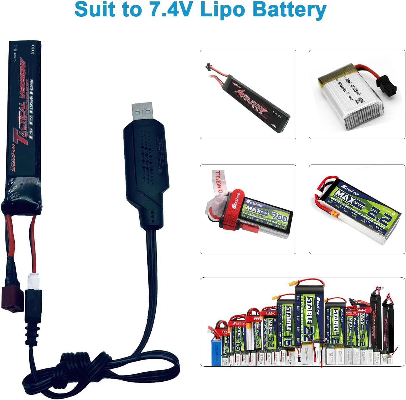 7.4V Lipo Battery Charger with HX-3P Connector - 2S RC Battery Charger & Balancer for FPV Drones, RC Cars, Quadcopters - Fast Charging & Safe Protection (2 Pack) - Perfect for Racing, Aerial Photography & Outdoor RC Adventures