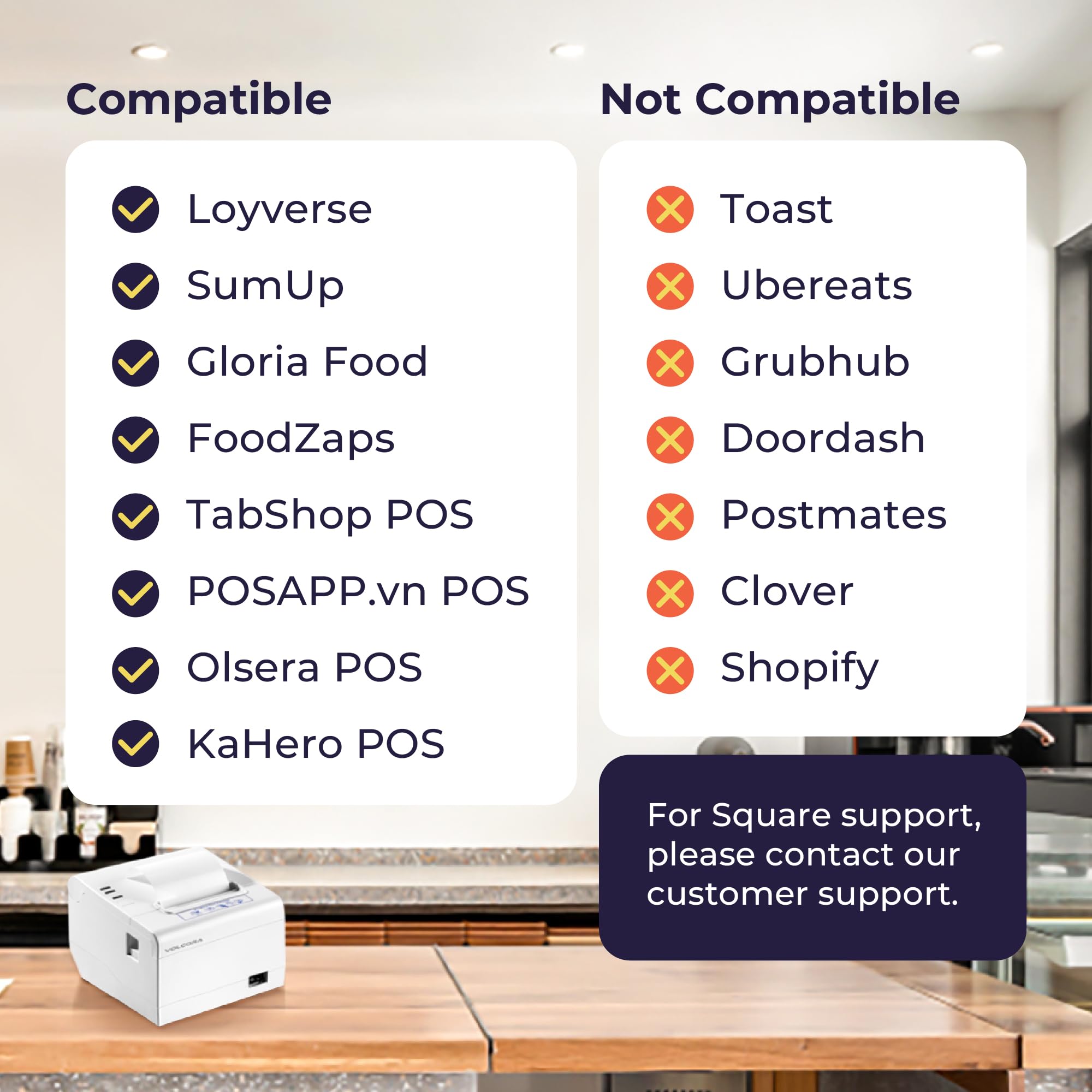 Volcora 80mm Thermal Receipt Printer with Auto Cutter - USB/Ethernet POS Printer for Windows/Mac/Linux - ESC/POS Command Support & Cash Drawer - High-Speed Kitchen Printer for Restaurants, Retail Stores & Offices - Wall Mountable White POS System