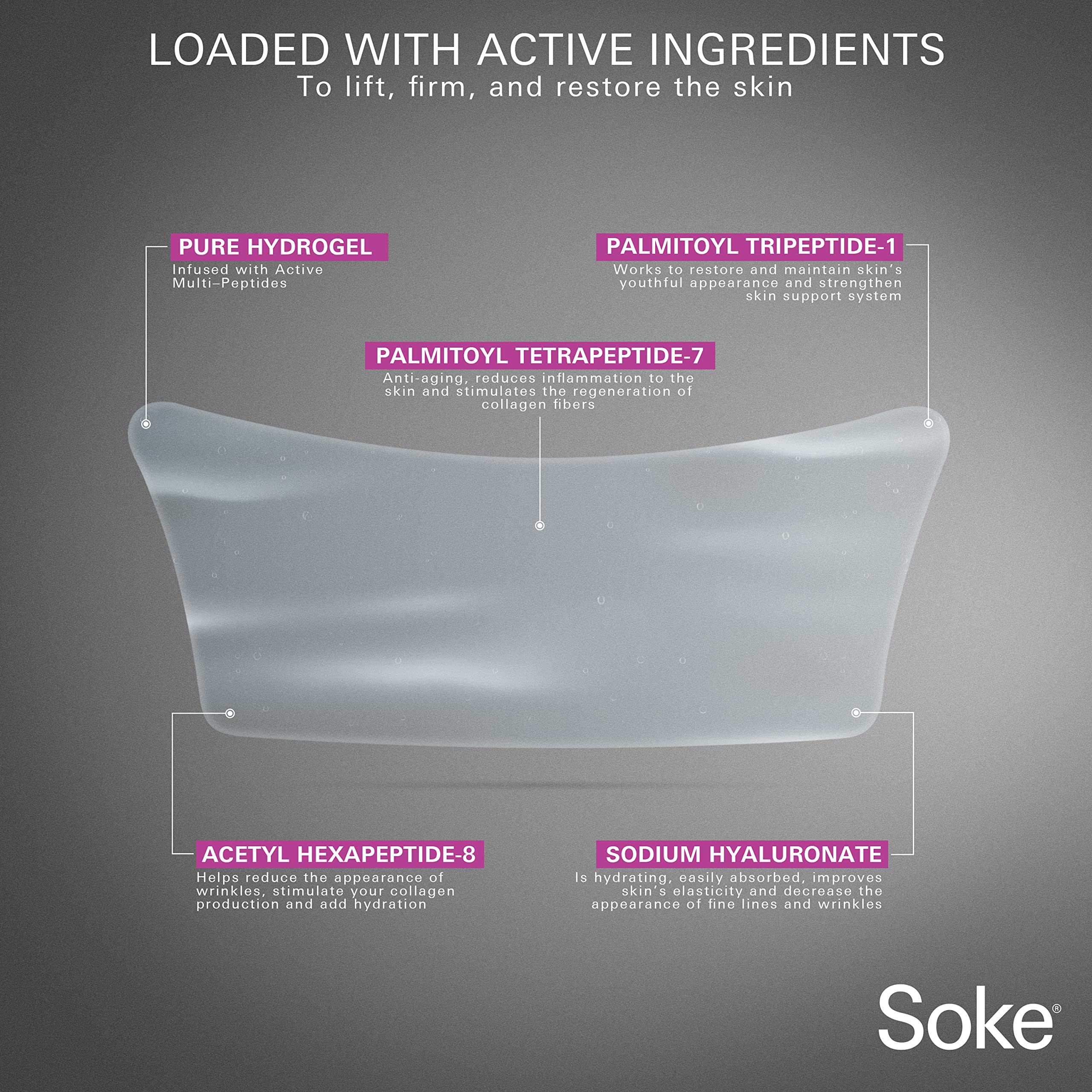 Soke Neck Hydrogel Treatment Mask - Anti-Aging & Moisturizing Face Mask for Wrinkles & Fine Lines - Perfect for Skincare Routine & Spa Night Self-Care