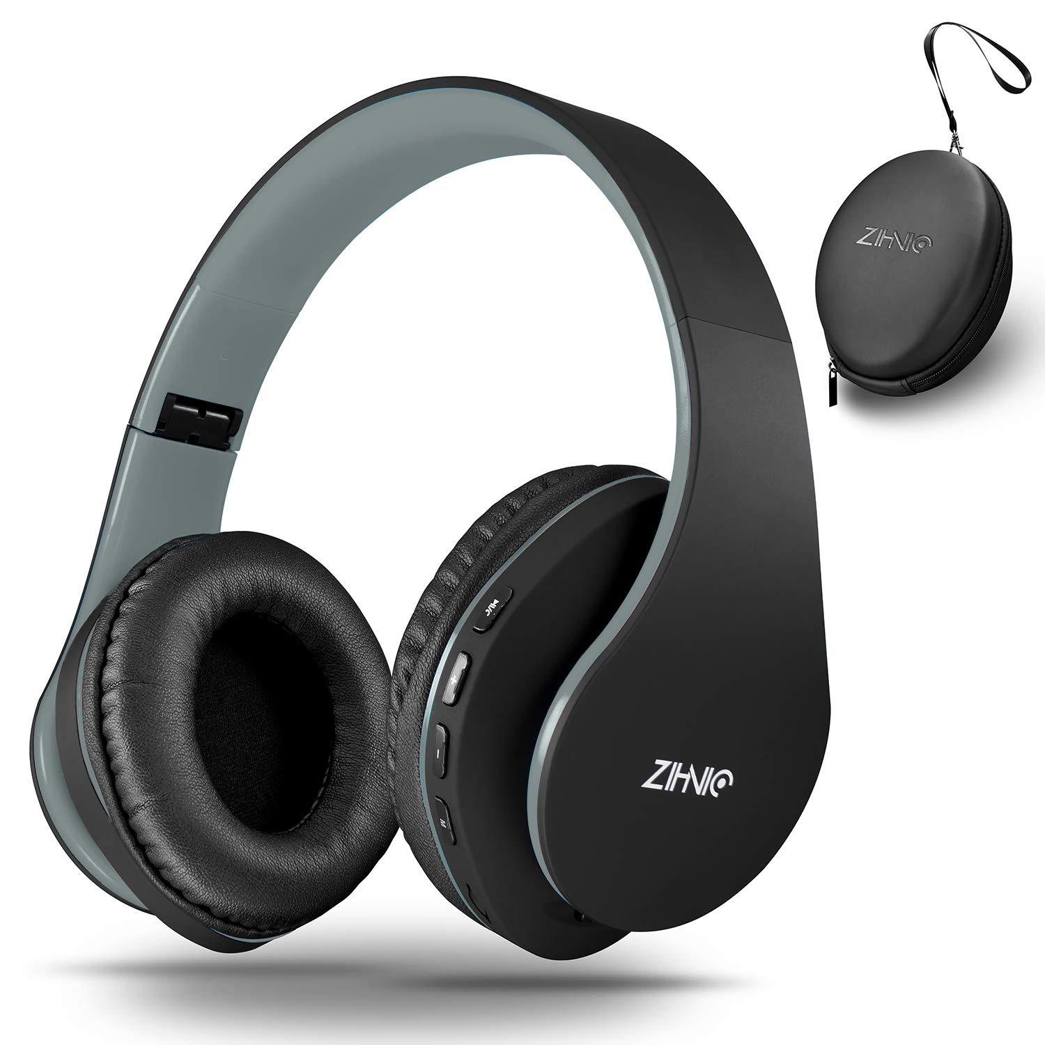 ZIHNIC Bluetooth Over-Ear Headphones Wireless & Wired, Foldable Stereo Headset with Micro SD/TF & FM, Lightweight Soft Earmuffs for Long Wear - Compatible with Phone, PC, Laptop (Gray) - Perfect for Travel, Work, Gaming & Music Listening