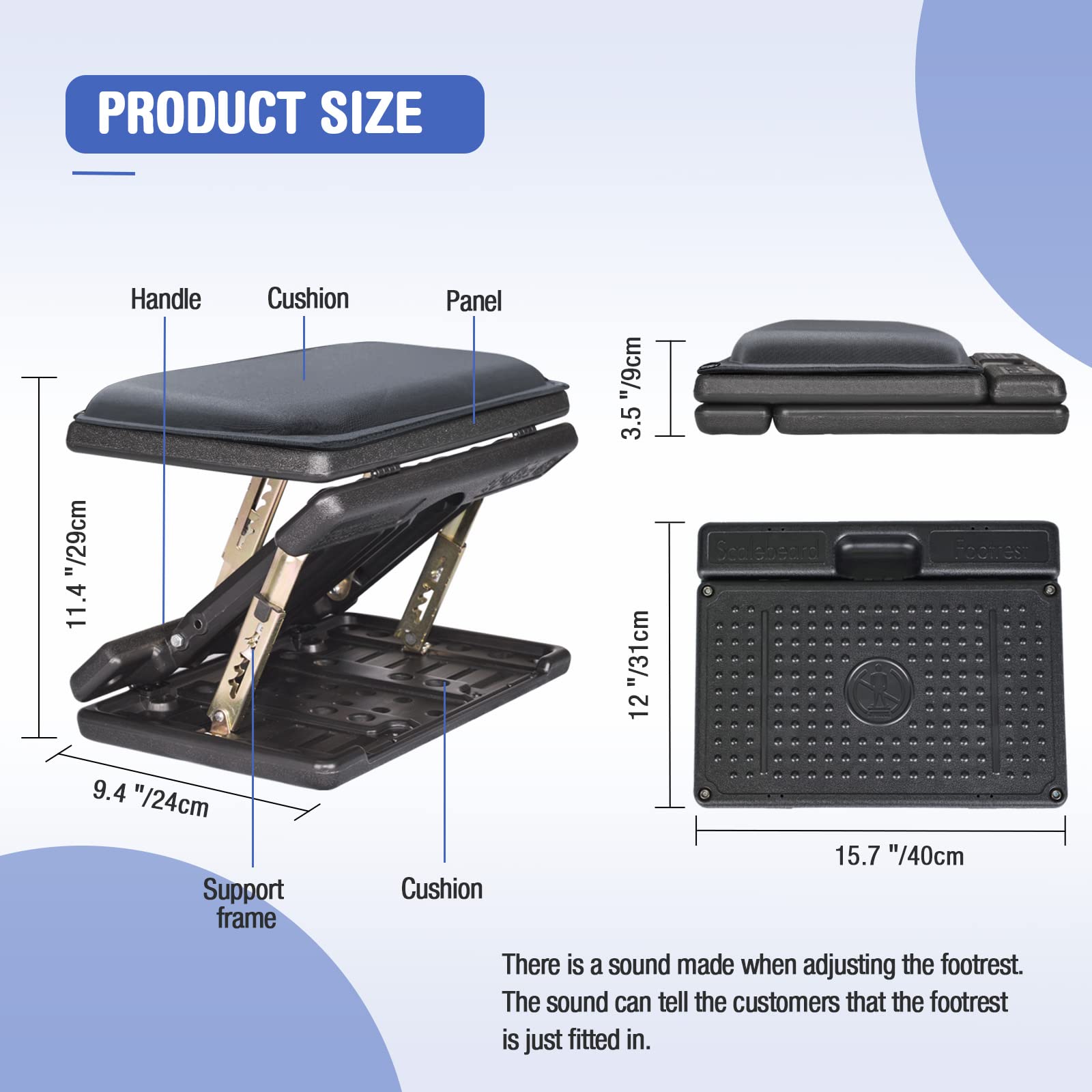 4-Level Adjustable Ergonomic Foot Rest for Under Desk - Foldable Office Footrest with Soft Removable Pad for Work, Gaming & Computer Use - All-Season Comfort (Gray Plus) - Perfect for Home Office, Workstation & Long Sitting Sessions