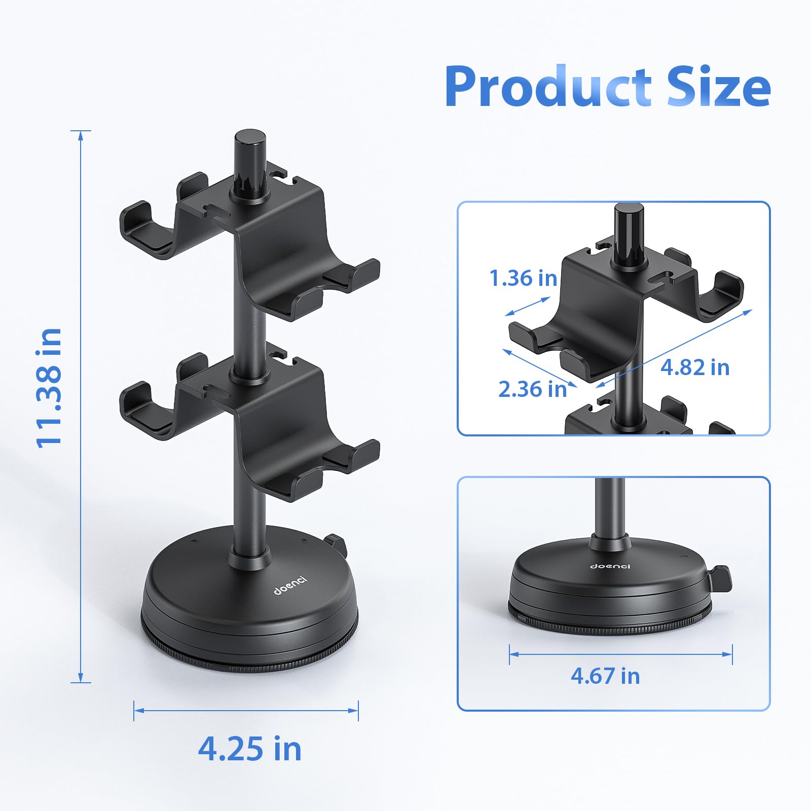 2-Tier Gaming Controller Holder for PS5, PS4, Nintendo Switch & Xbox - Headphone Stand with Suction Cup Base - Perfect for Playstation 5 Game Controllers & Headset Organization - Ideal for Gaming Setup, Bedroom or Living Room Storage