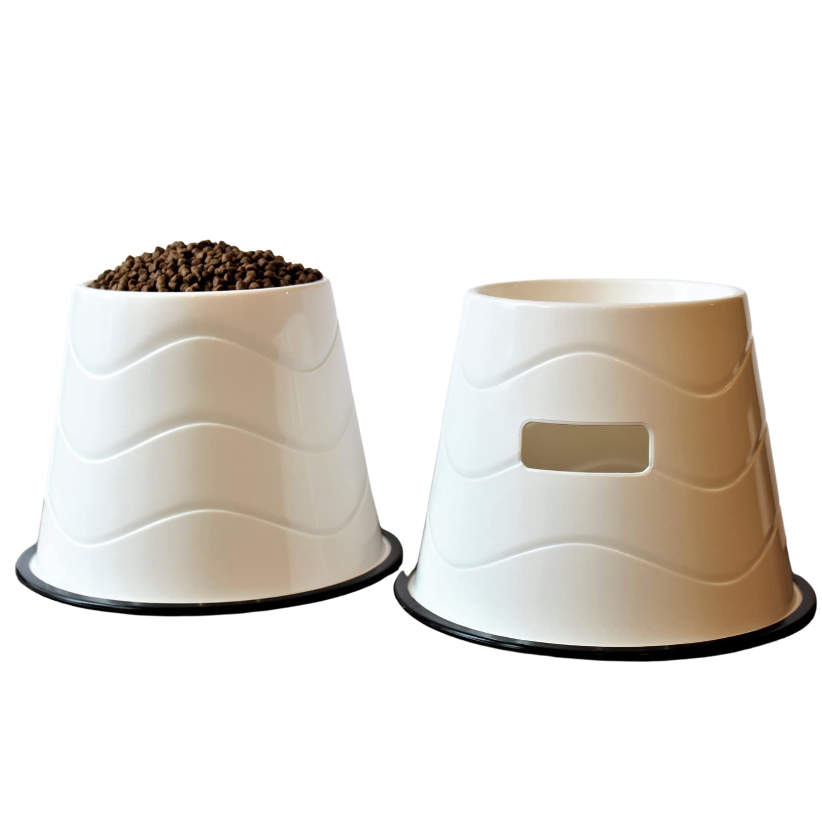 Elevated Dog Bowls with Non-Slip Base - Large Raised Pet Food Bowls for Dogs & Cats - Perfect for Pets Wearing Cones or Large Breeds - Durable Bowl Stand for Mess-Free Feeding at Home or Travel
