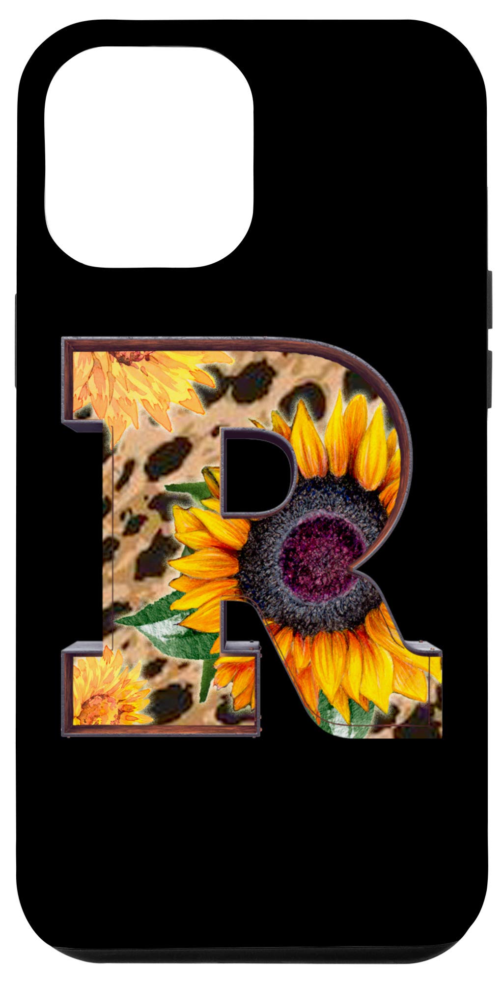 iPhone 12 Pro Max Case - Premium Letter R Leopard Cheetah Sunflower Design - Durable Protective Phone Cover for Women & Men - Perfect for Everyday Use, Travel & Fashion Accessory