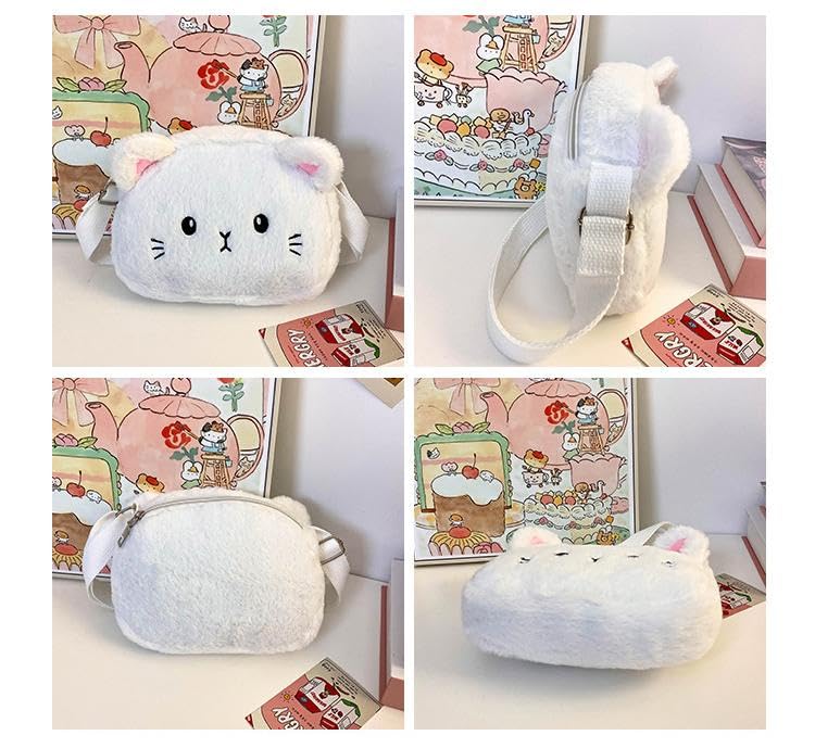 Adorable Pink Fluffy Cat Crossbody Bag for Women - Cute Plush Shoulder Purse with Adjustable Strap, Kawaii Animal Messenger Satchel - Perfect for Casual Outings, Travel, and Gifts