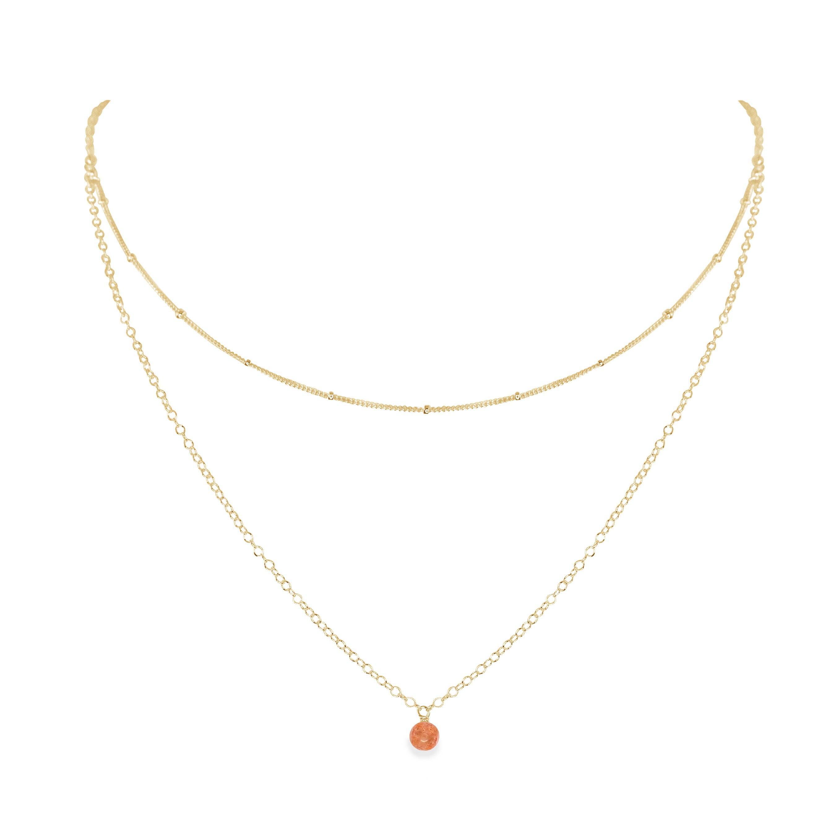 Sunstone Gemstone Layered Choker Necklace for Women - Elegant Bohemian Jewelry for Everyday Wear, Date Nights & Special Occasions