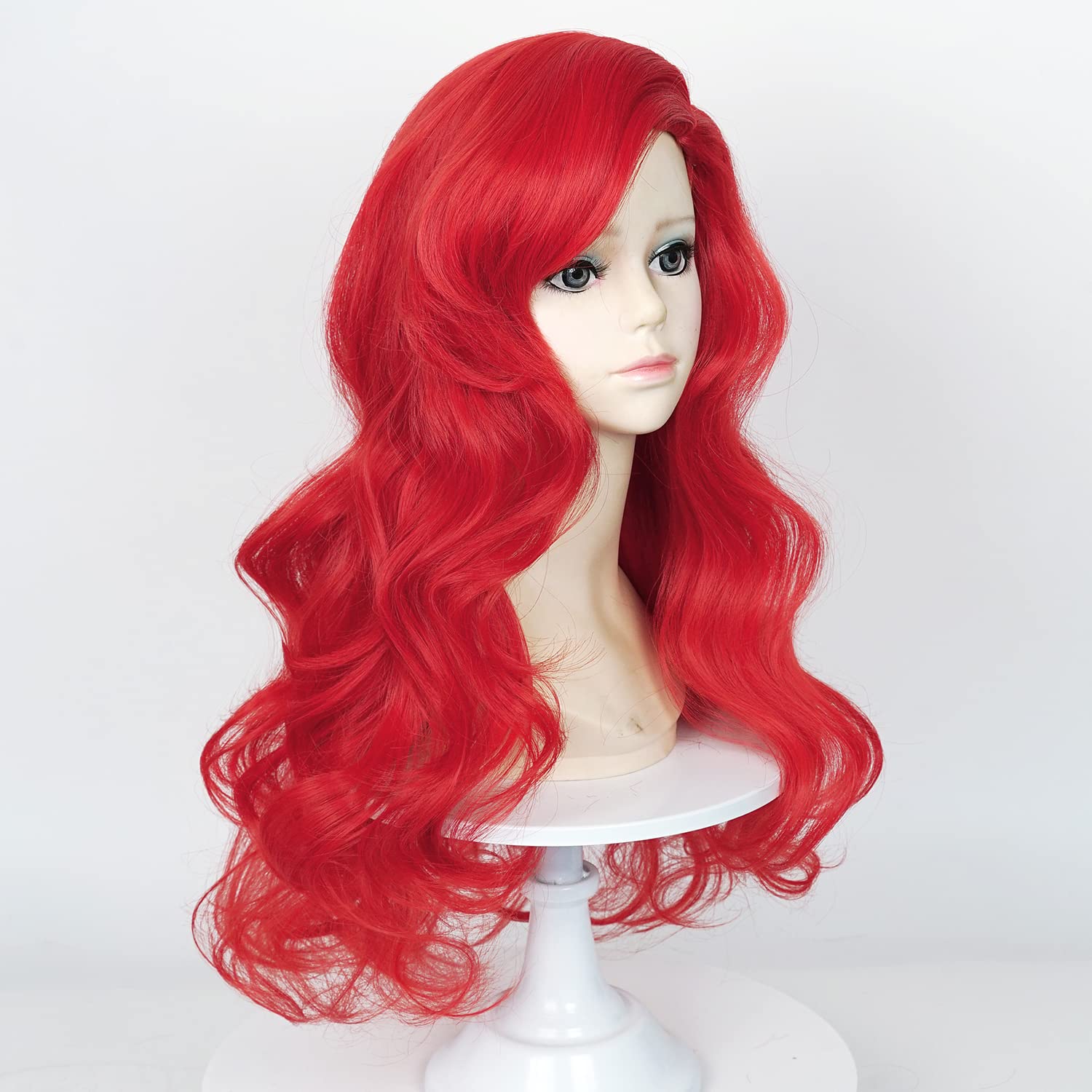 ProBeauty 21-inch Red Mermaid Wig for Kids & Girls - Curly Wave Synthetic Hair with Starfish Hair Clips | Perfect for Halloween Costumes, Cosplay, Mermaid Themed Parties & Dress-Up Play