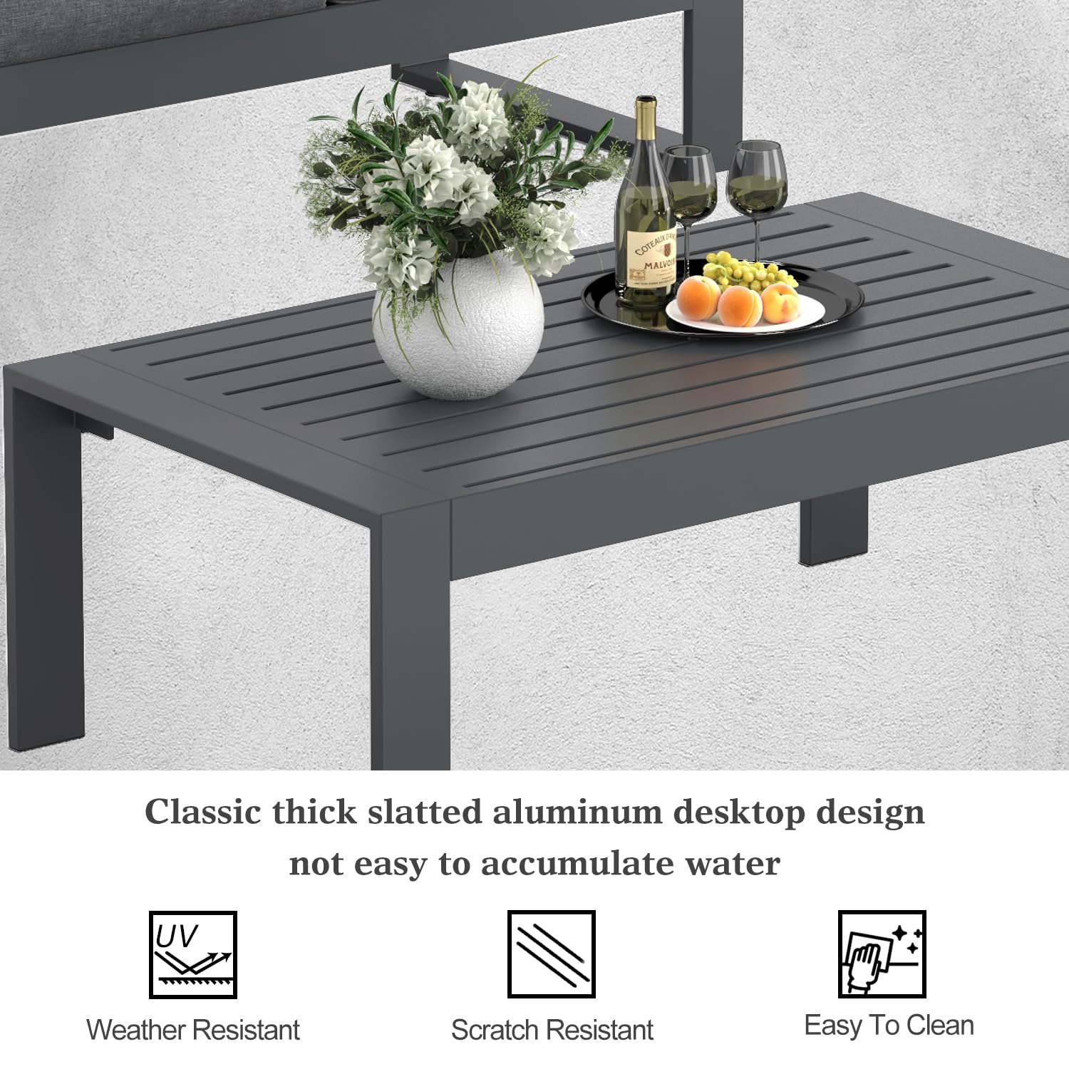 Modern 4-Piece Aluminum Patio Set - Outdoor Sectional Sofa & Coffee Table for Garden Relaxation