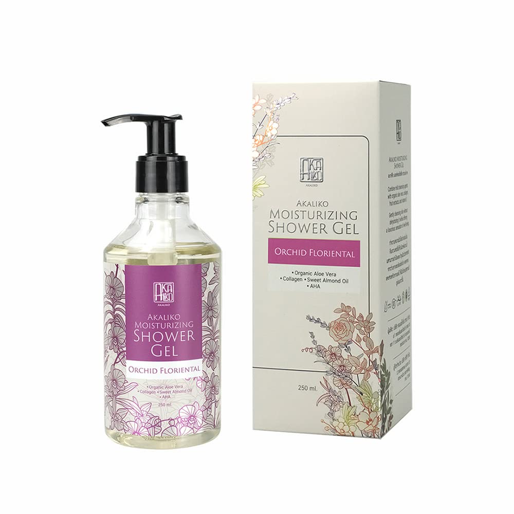AKALIKO Orchid & Oolong Moisturizing Shower Gel Set - Hydrating Body Wash for Dry Skin, Floral Scented Bath Essentials - Perfect for Relaxing Spa Nights & Gift Sets