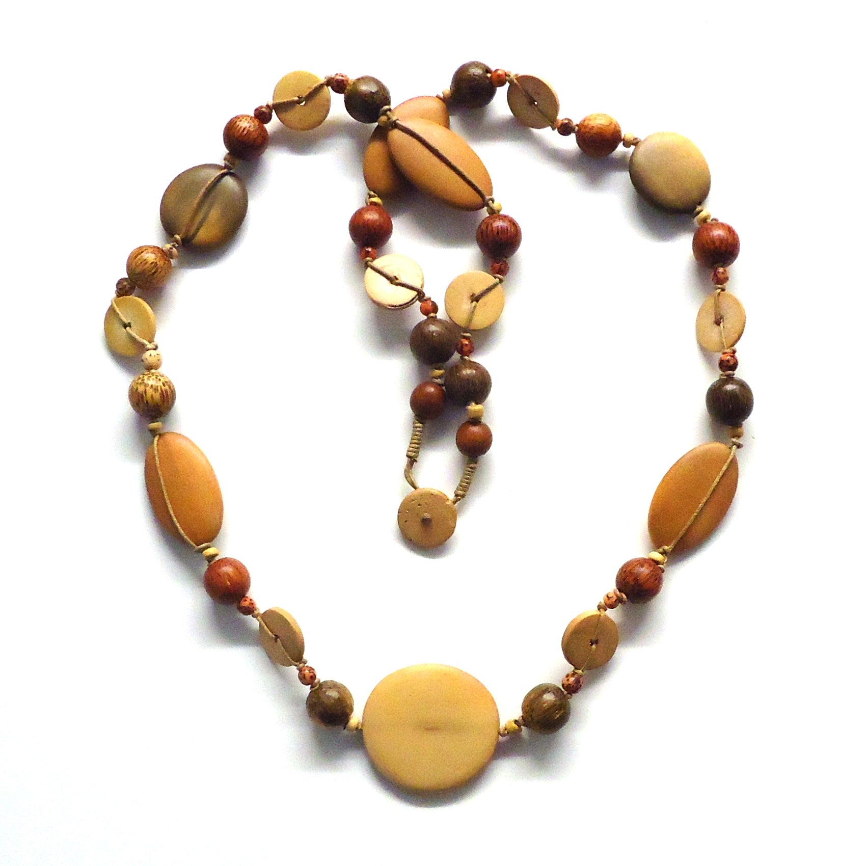 Handmade Wooden Multi Bead Necklace for Women - Boho Chic Layered Beaded Jewelry - Perfect for Festivals, Beach Parties & Everyday Wear