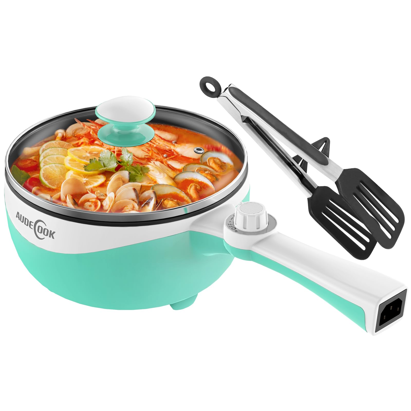 Audecook 1.7L Electric Hot Pot - Portable Nonstick Mini Skillet with Adjustable Temperature for Ramen, Soup, Steak, Eggs & Oatmeal | Perfect for Dorm, Office, Travel & Small Kitchen Cooking