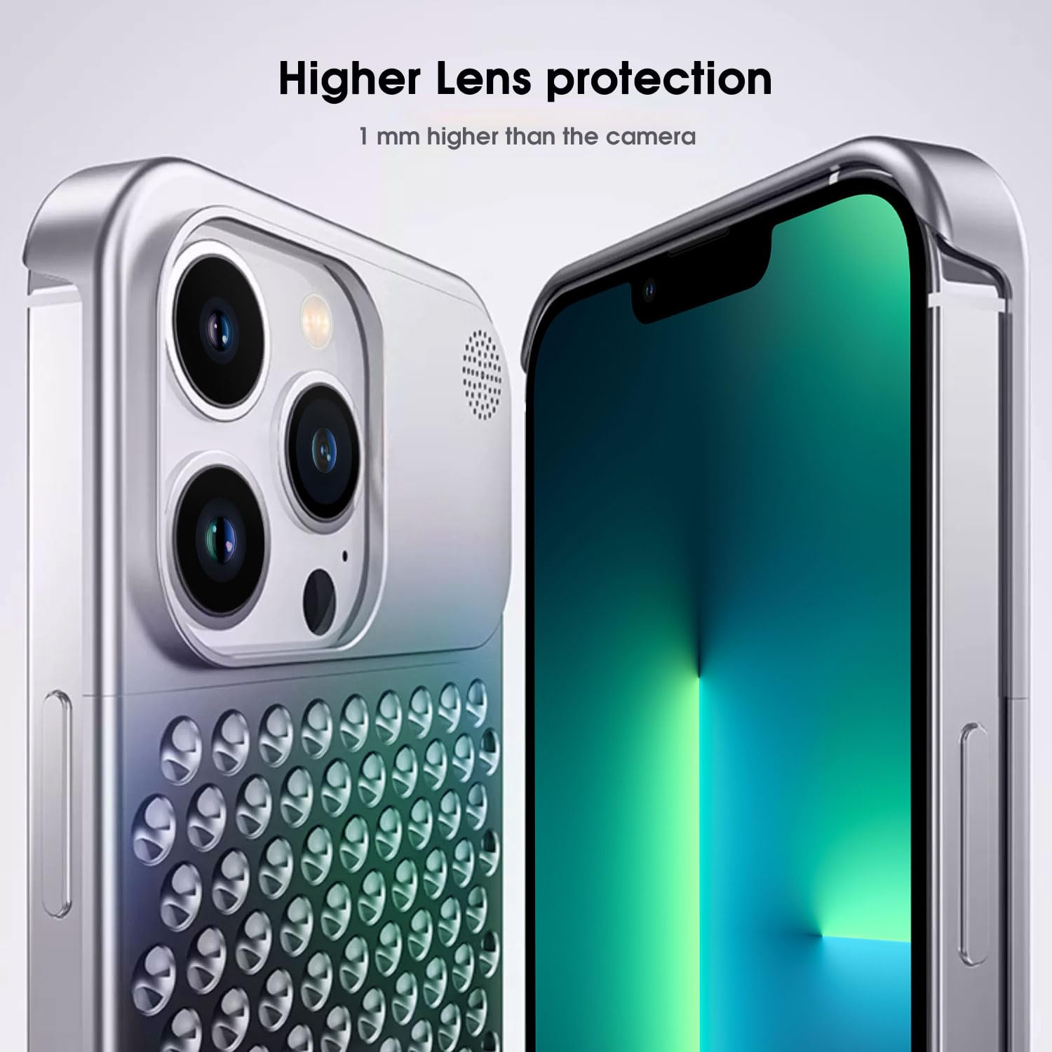 Premium Aluminum Case for iPhone 13 Pro Max (6.7 Inch) - Slim Metal Protective Cover with Anti-Fall, Heat Dissipation & Anti-Scratch Technology - Silver - Perfect for Daily Use, Outdoor Activities & Business Professionals